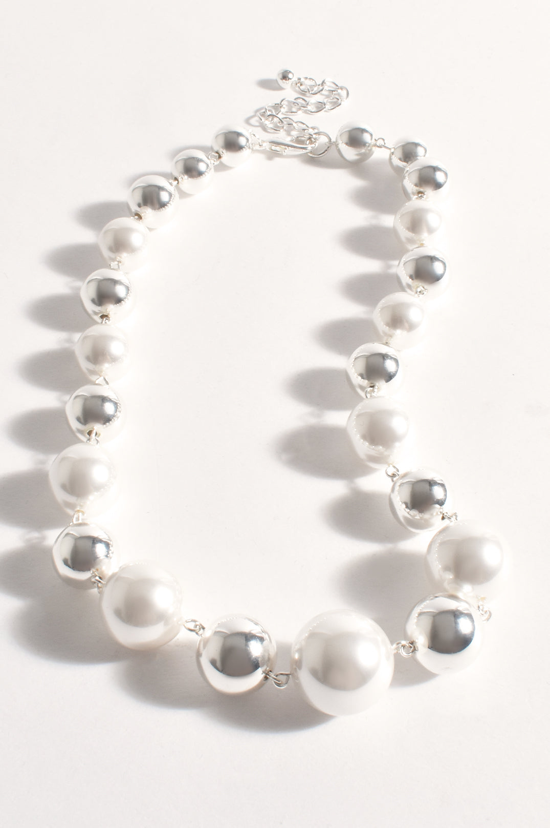 Adorne Faux Pearl Metal Ball Necklace 2556 - Available in 2 Colours
