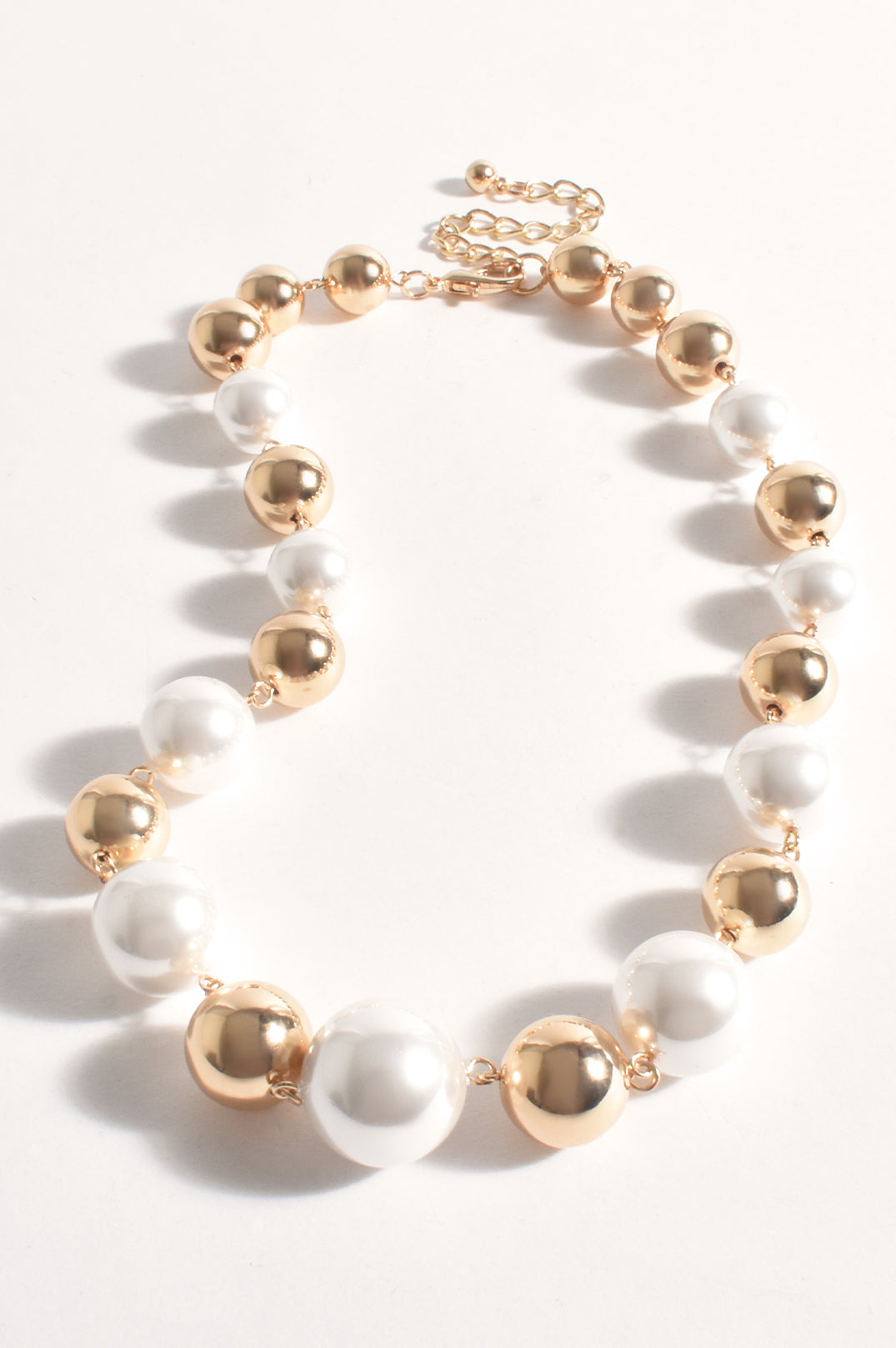 Adorne Faux Pearl Metal Ball Necklace 2556 - Available in 2 Colours