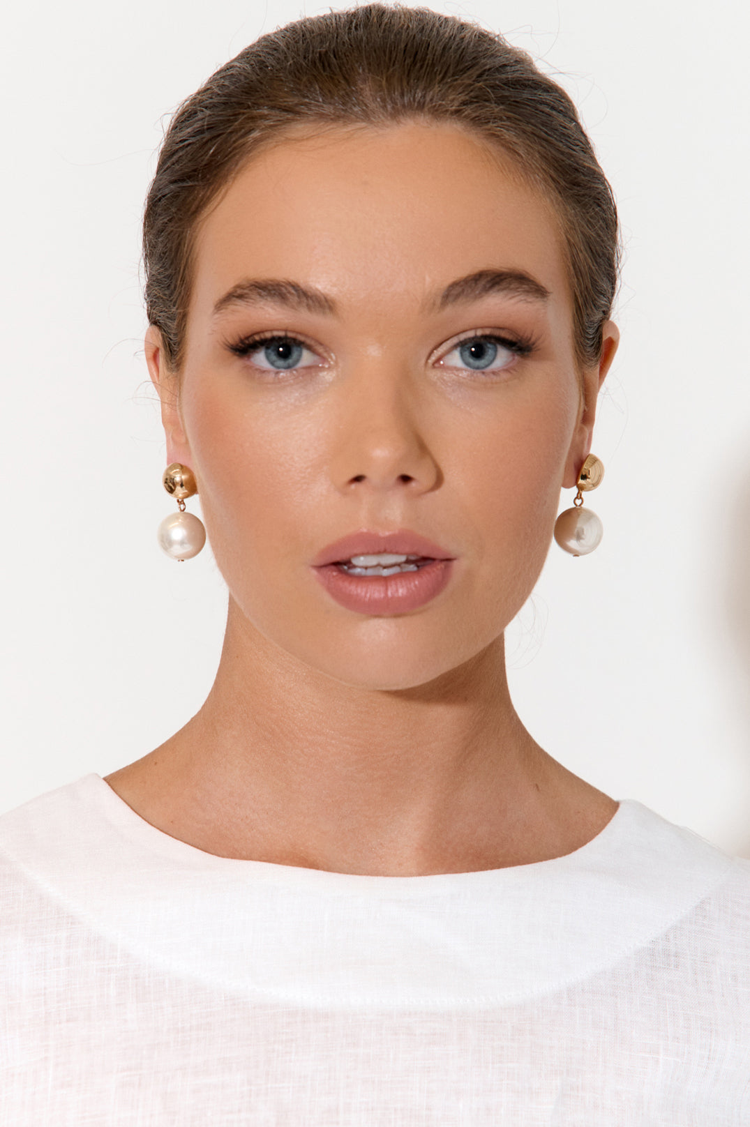 Adorne Dome Faux Pearl Earings 4041 - Gold/ Cream
