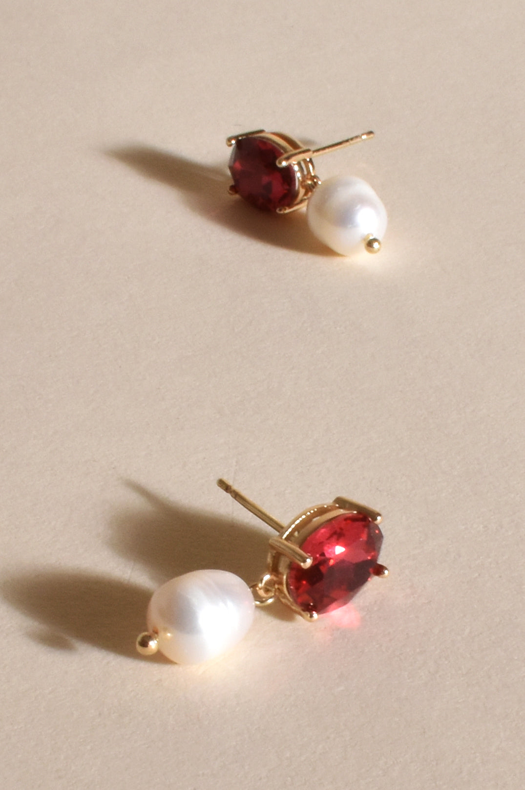 Adorne Julianna Jewel Top Pearl Drop Earings 3565 - Pink/ Cream