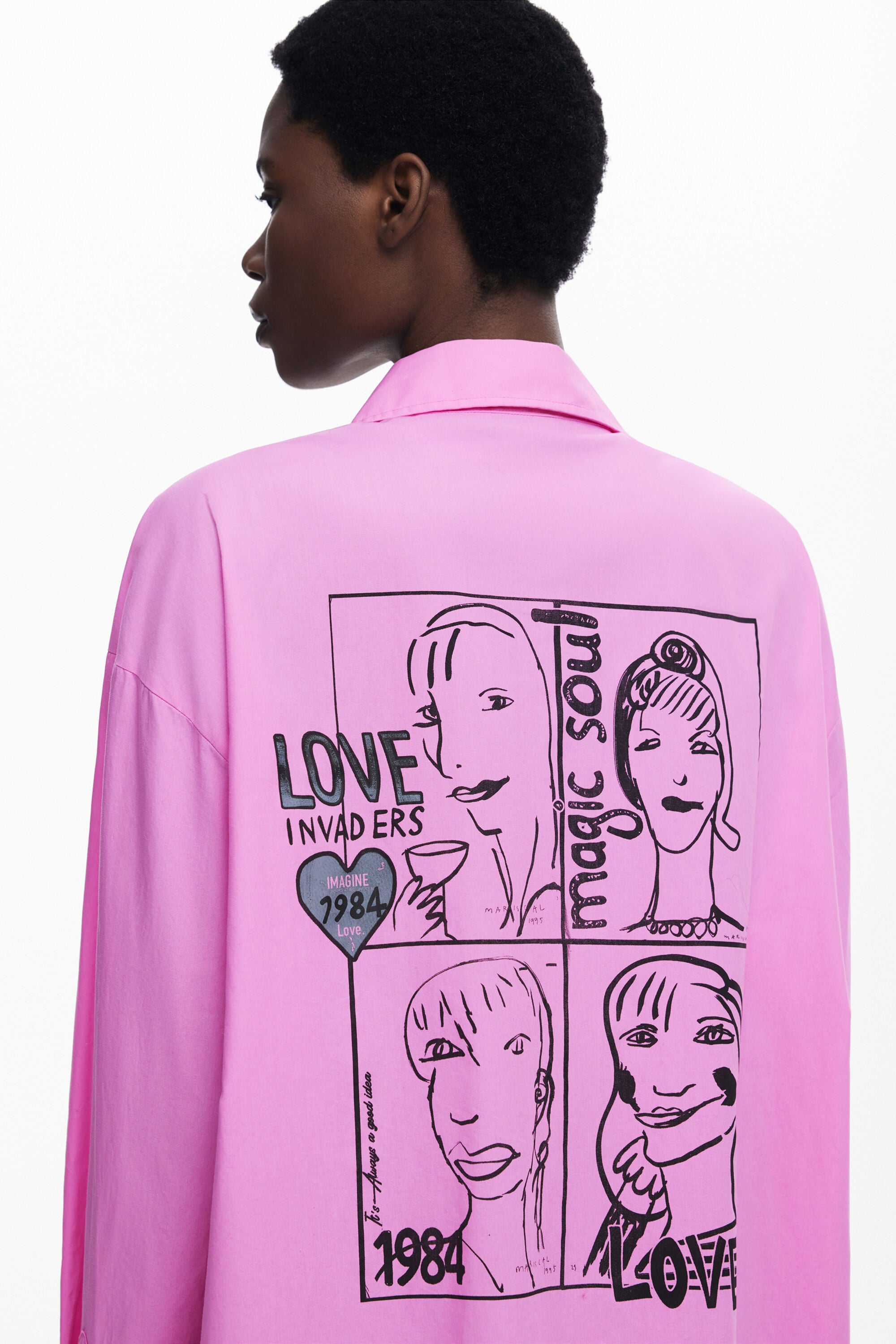 Desigual Arty Print Oversized Shirt - Candy