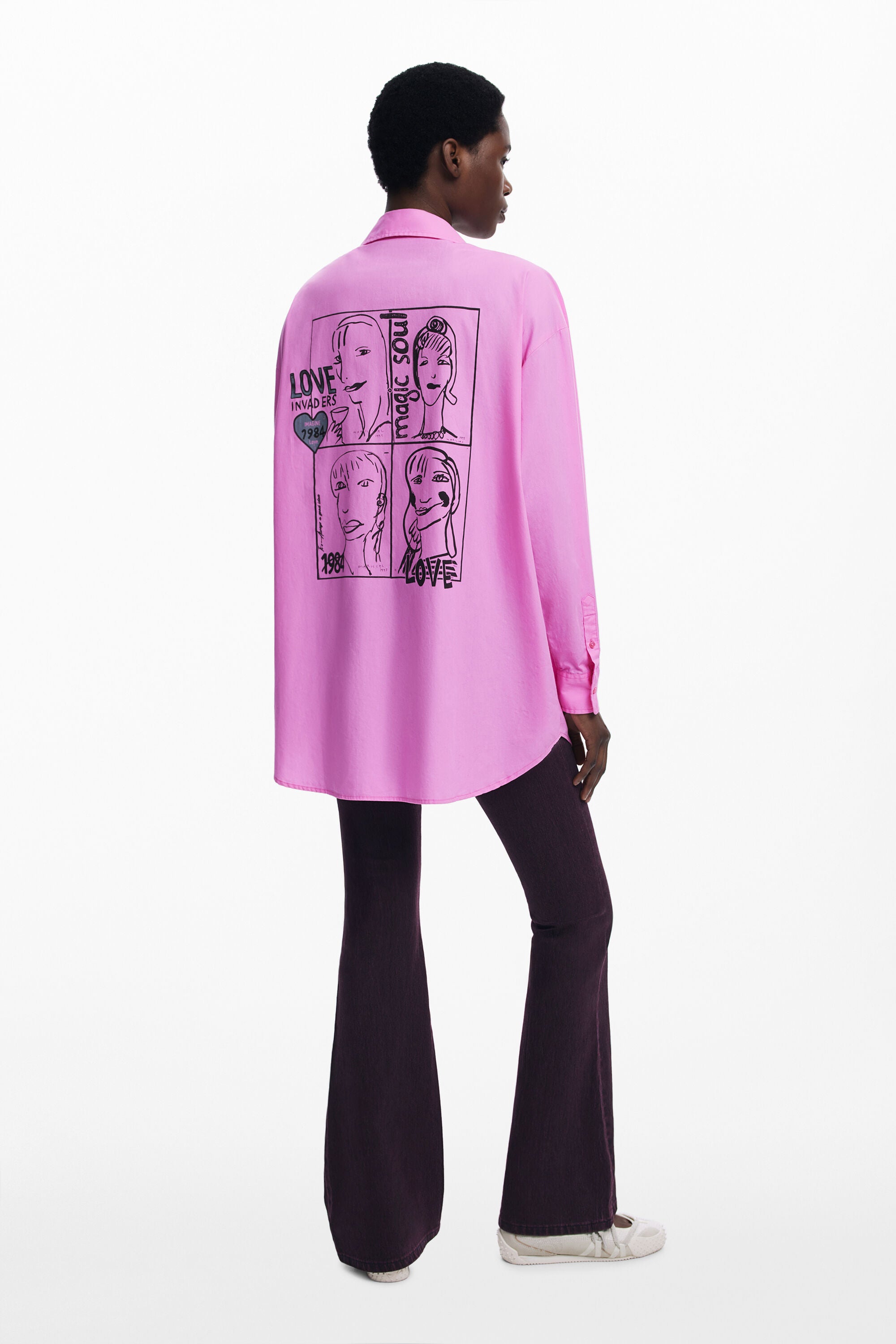 Desigual Arty Print Oversized Shirt - Candy