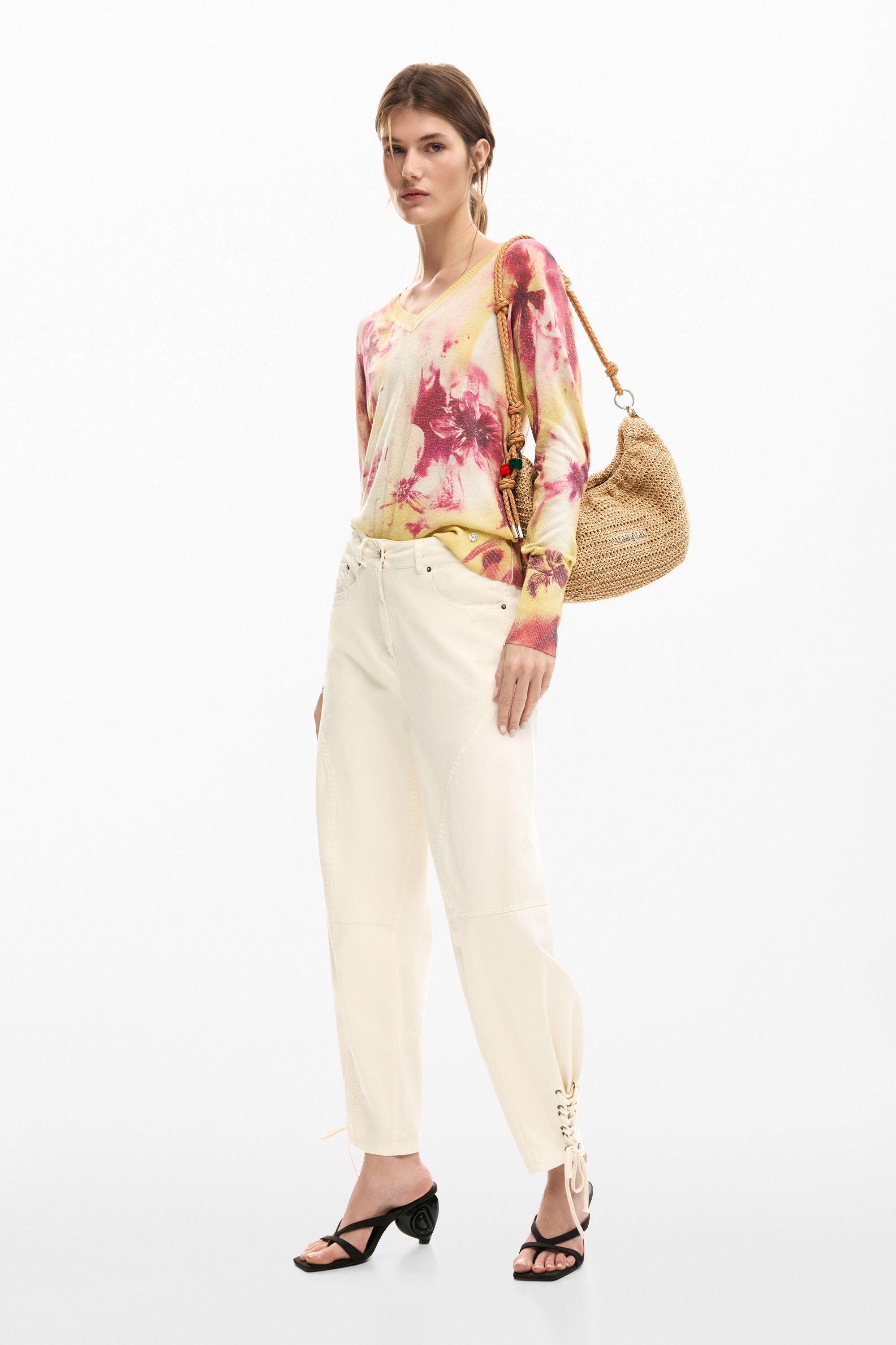 Desigual Troy Barrel Leg Pants - Ecru