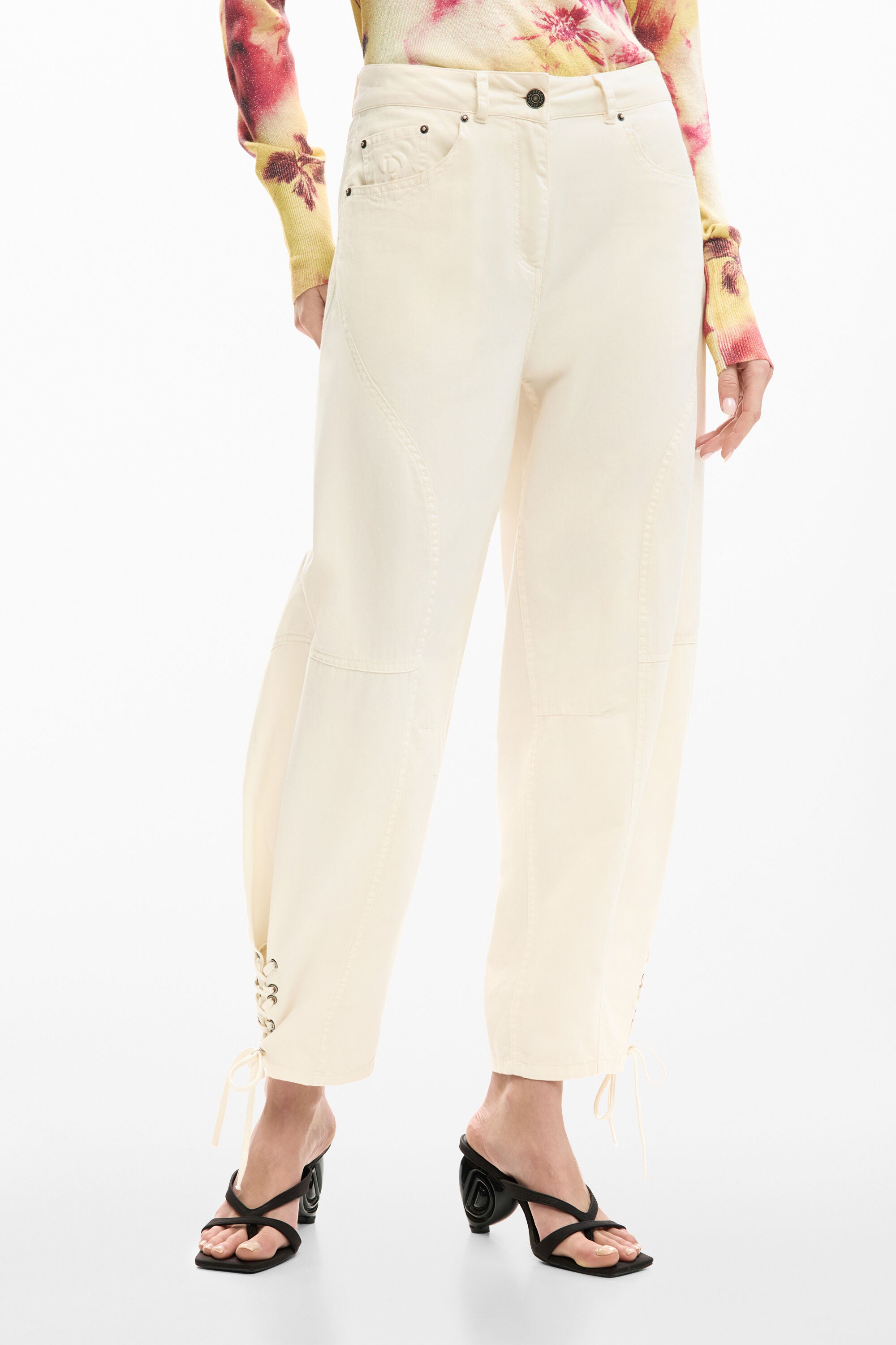 Desigual Troy Barrel Leg Pants - Ecru