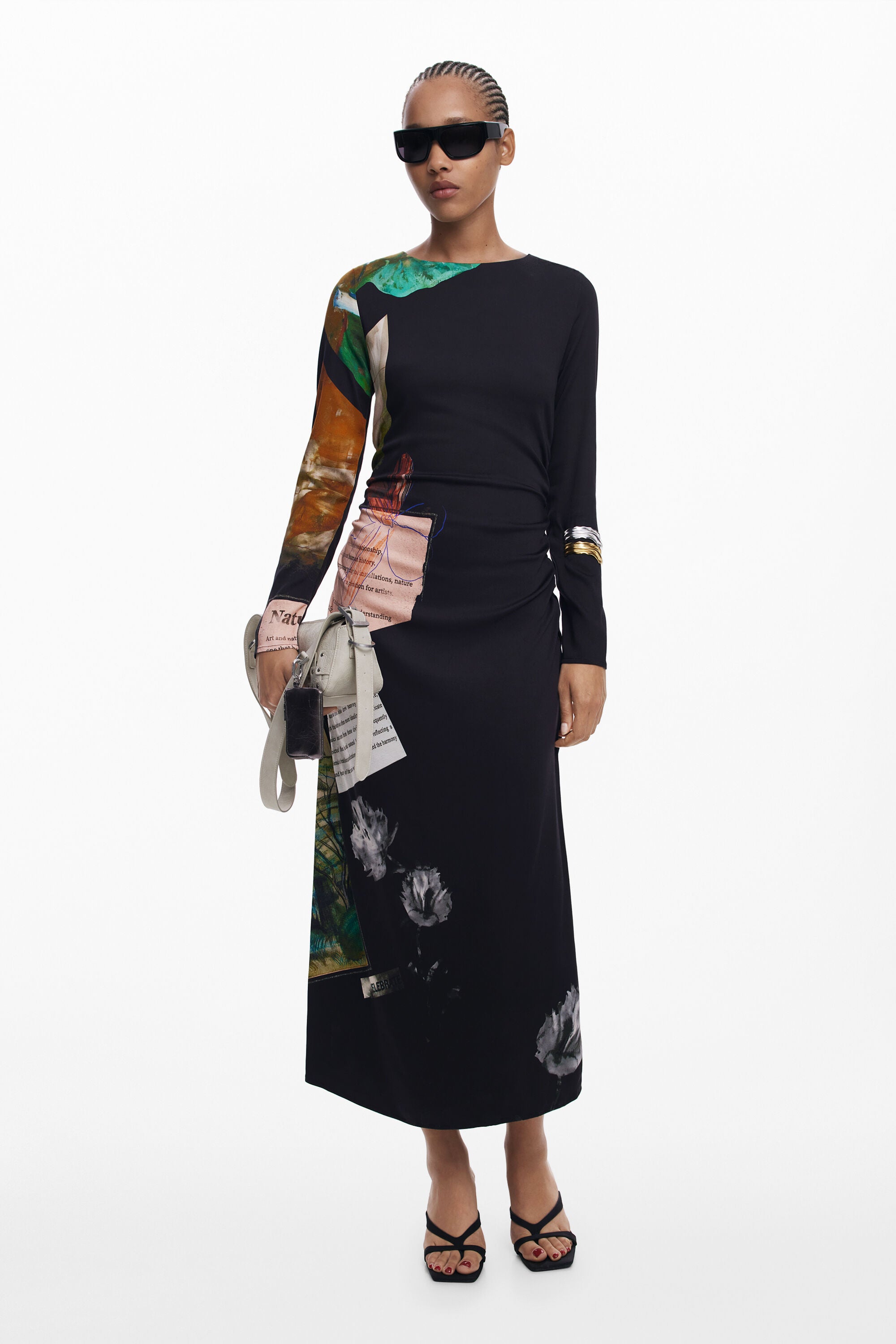 Desigual Collage Print Asymmetrical Dress - Black