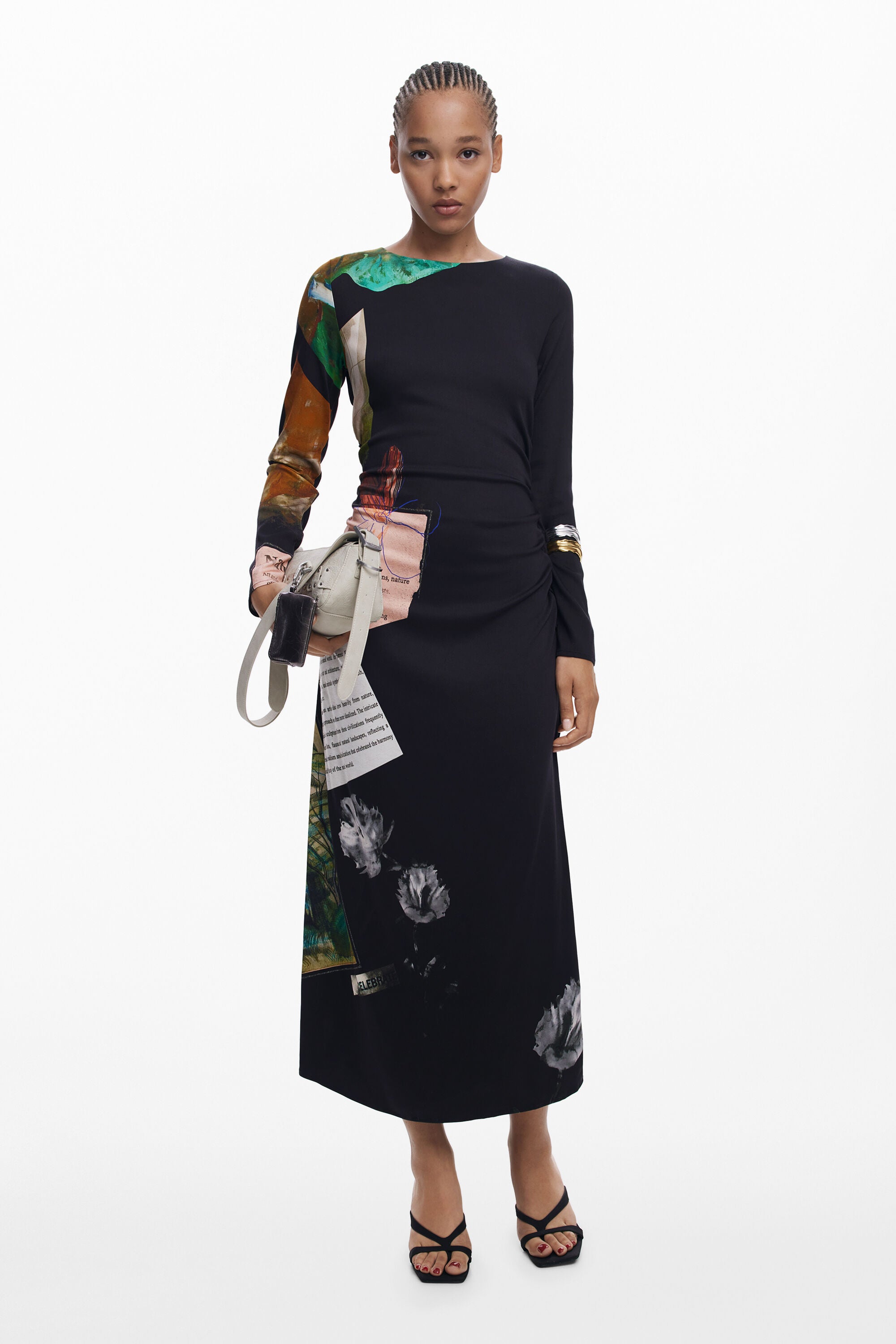 Desigual Collage Print Asymmetrical Dress - Black