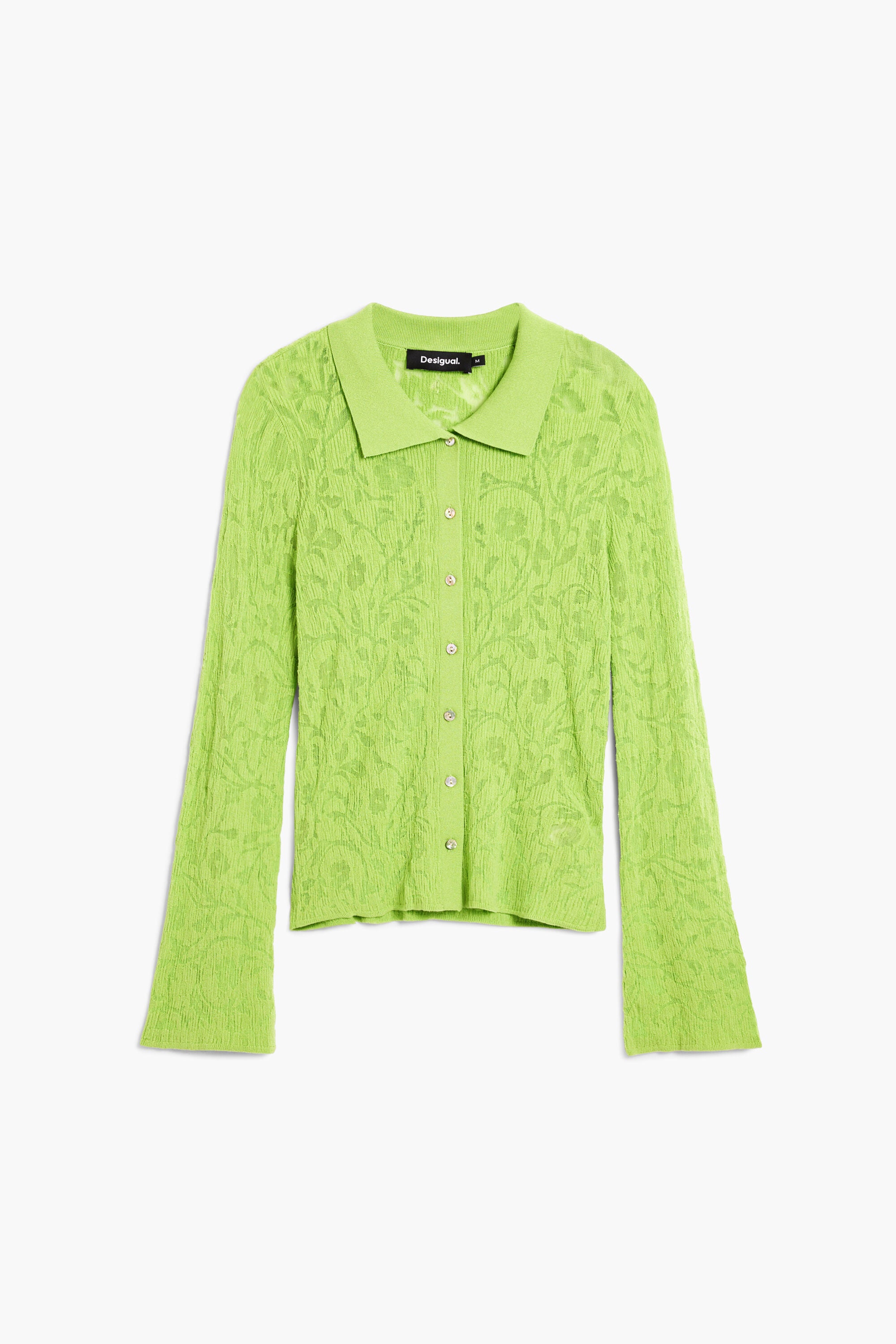 Desigual Embossed Floral Print Top - Lime Green