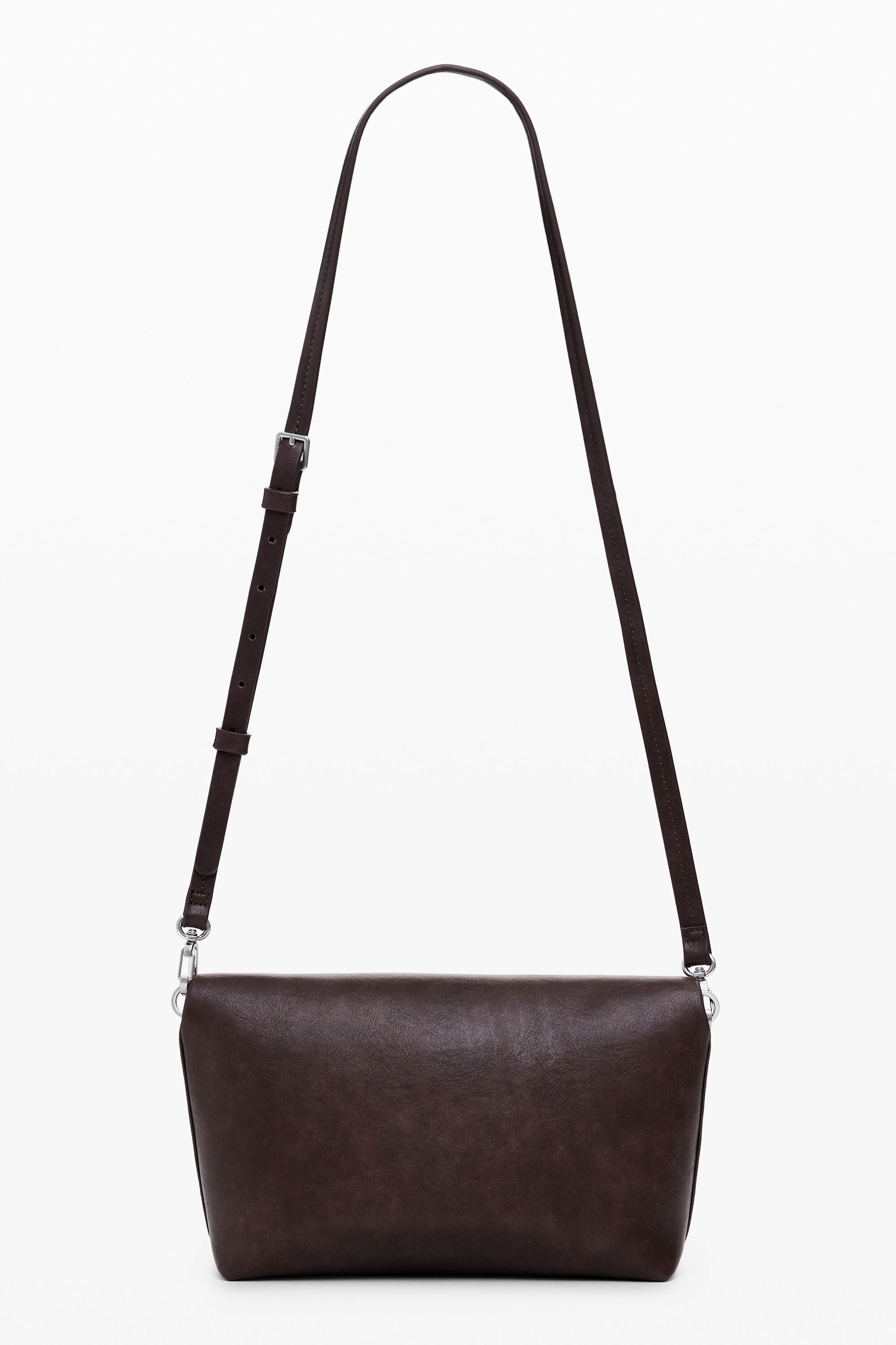 Desigual Faux Suede Bag 3D Logo - Brown