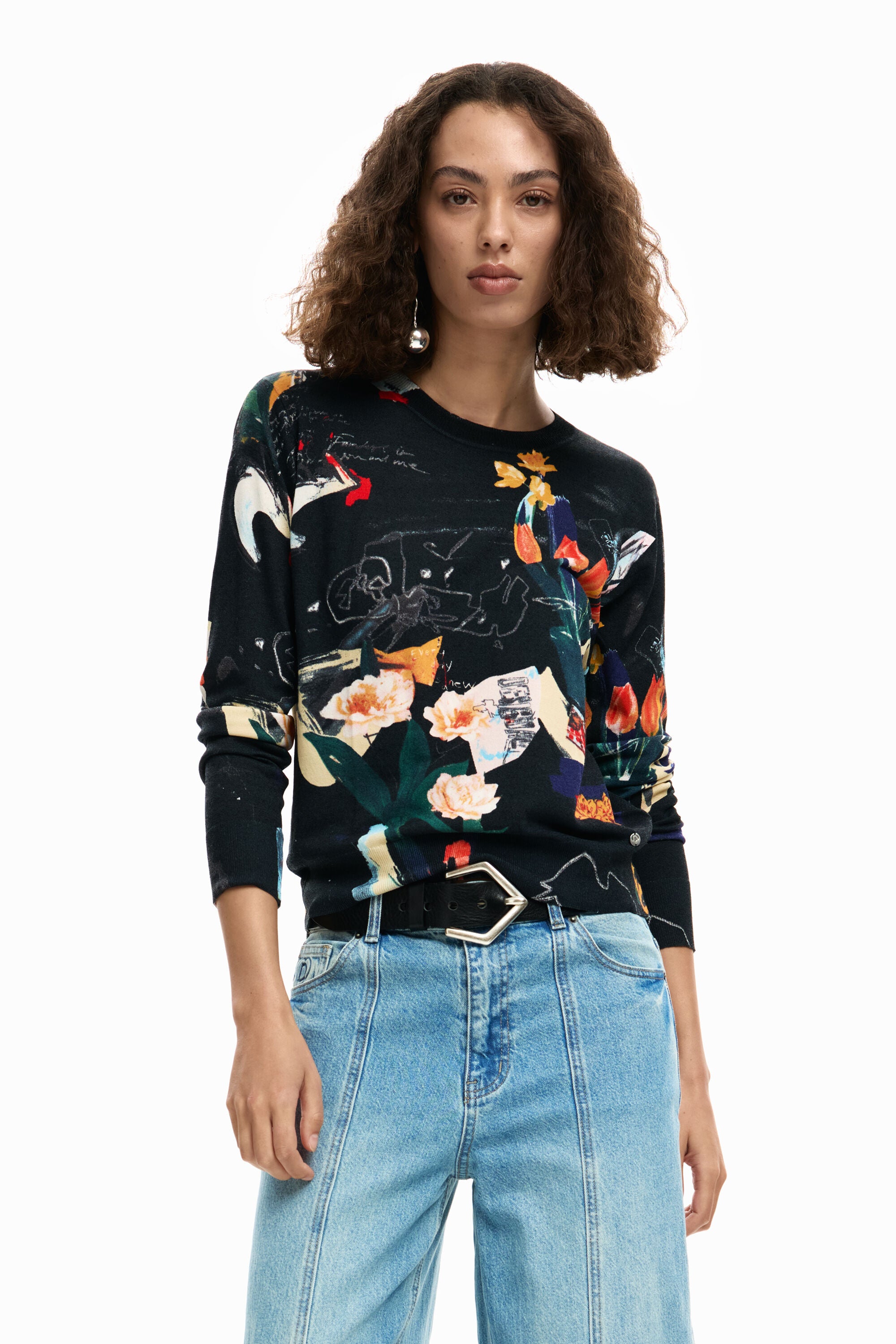 Desigual Collage Print Pullover - Black