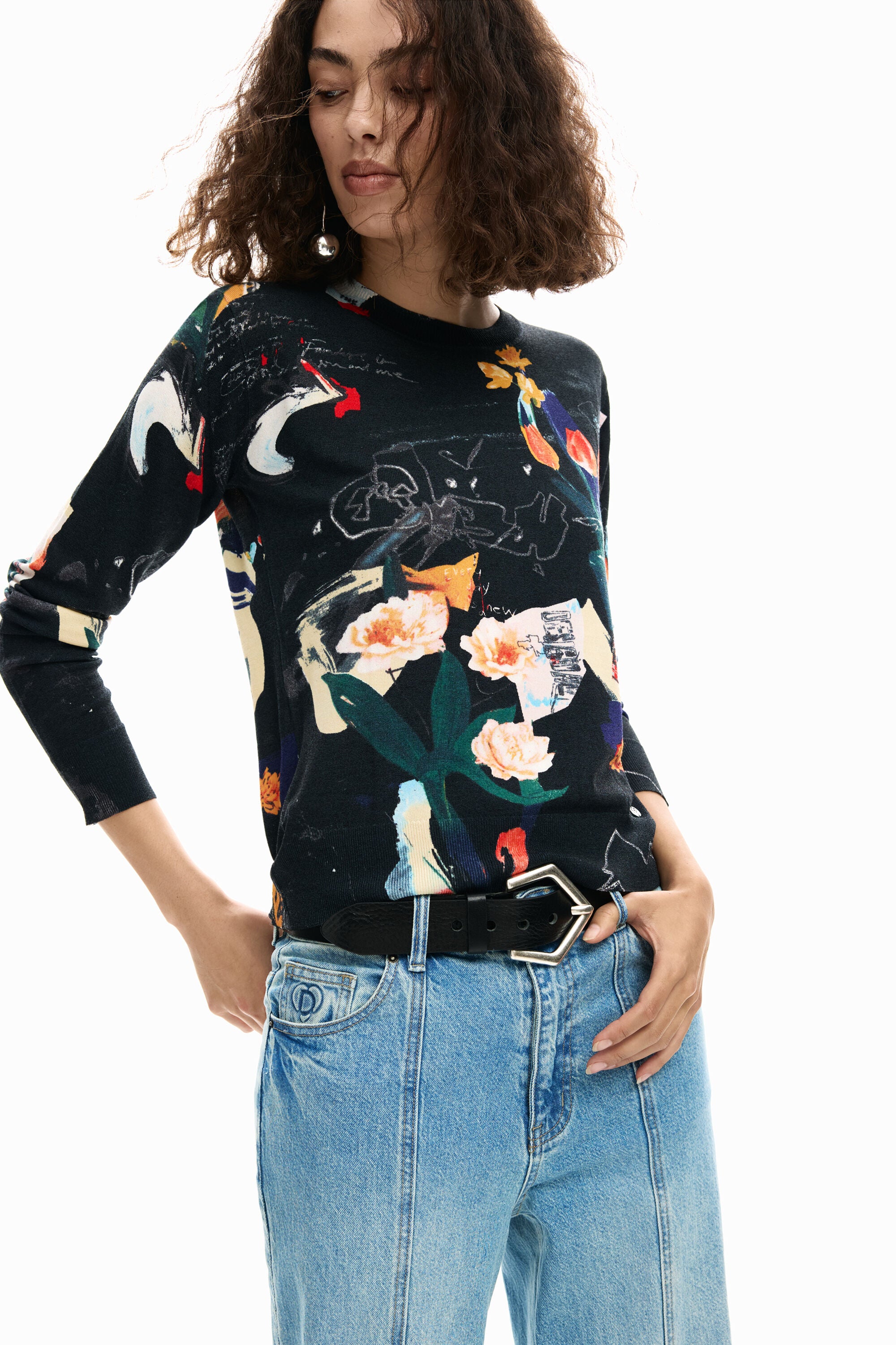 Desigual Collage Print Pullover - Black