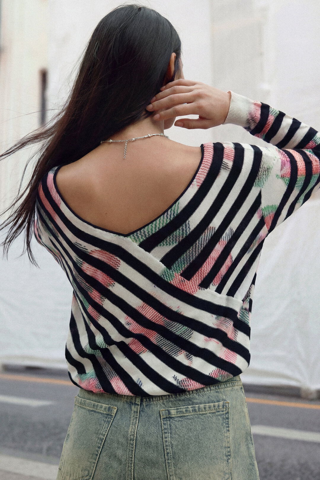 Desigual Fine Knit Striped Top - Multicolour