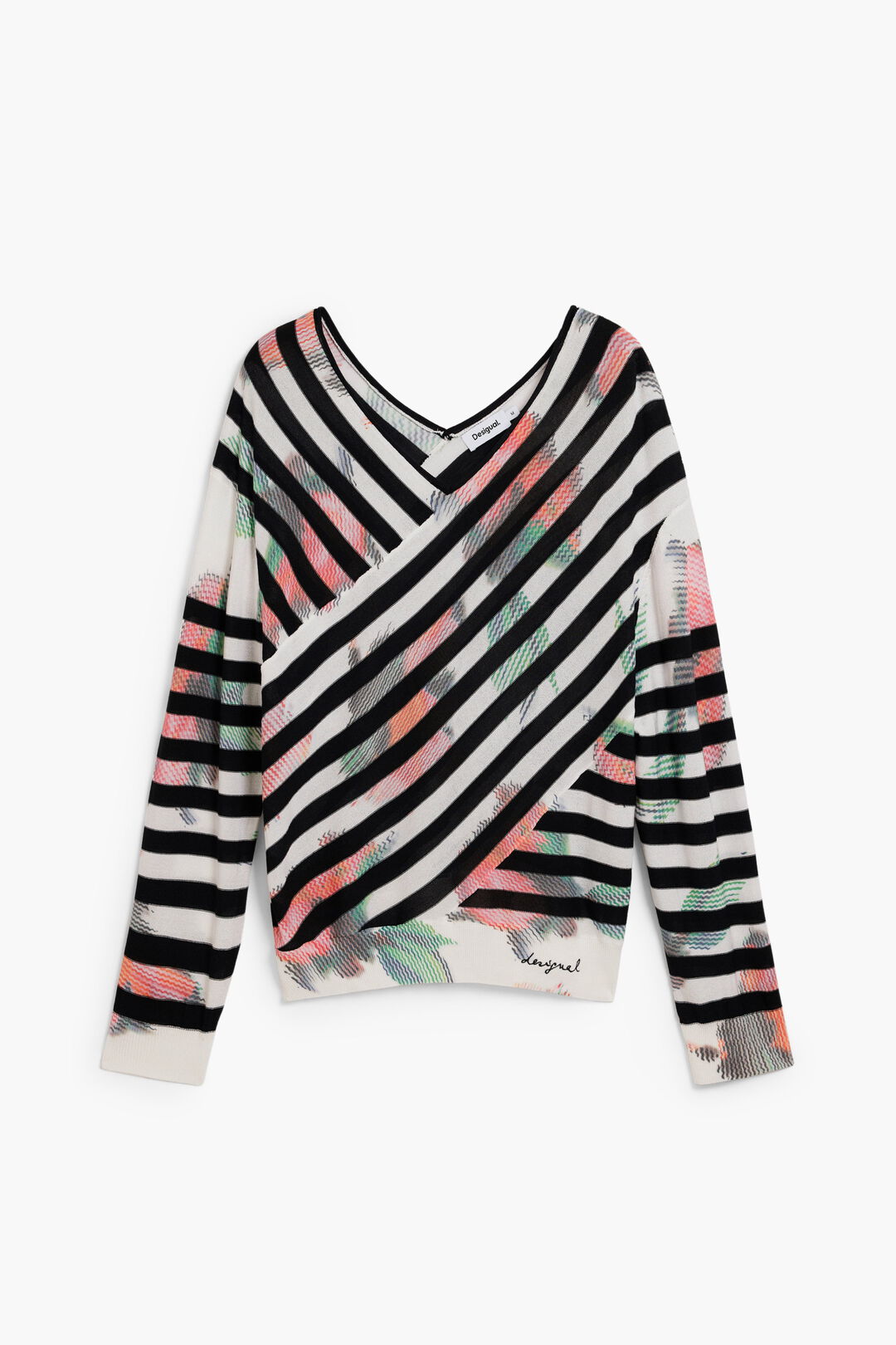 Desigual Fine Knit Striped Top - Multicolour
