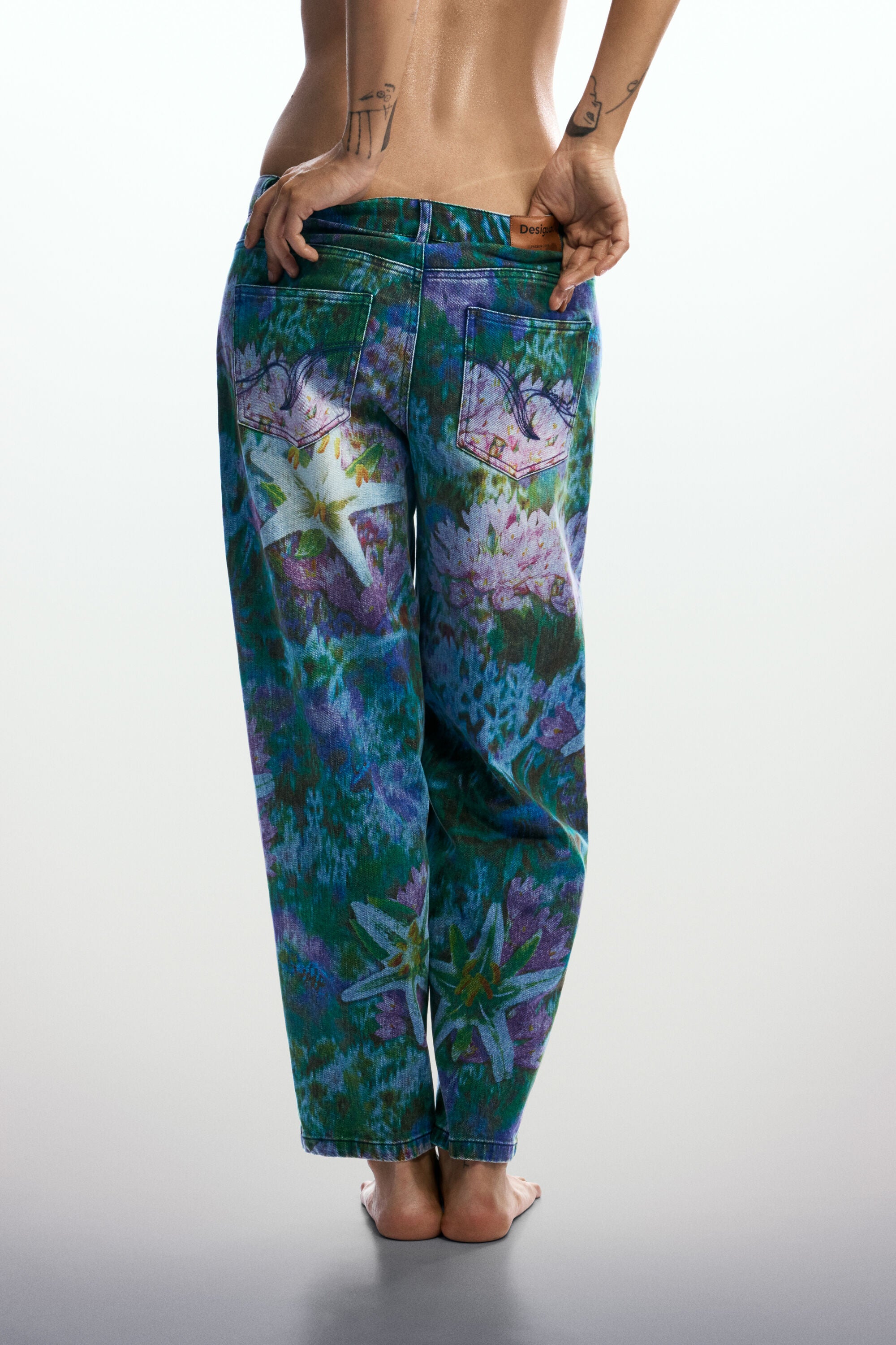 Desigual Wild Garden  Barrel Leg Denim Jeans - Multicolour