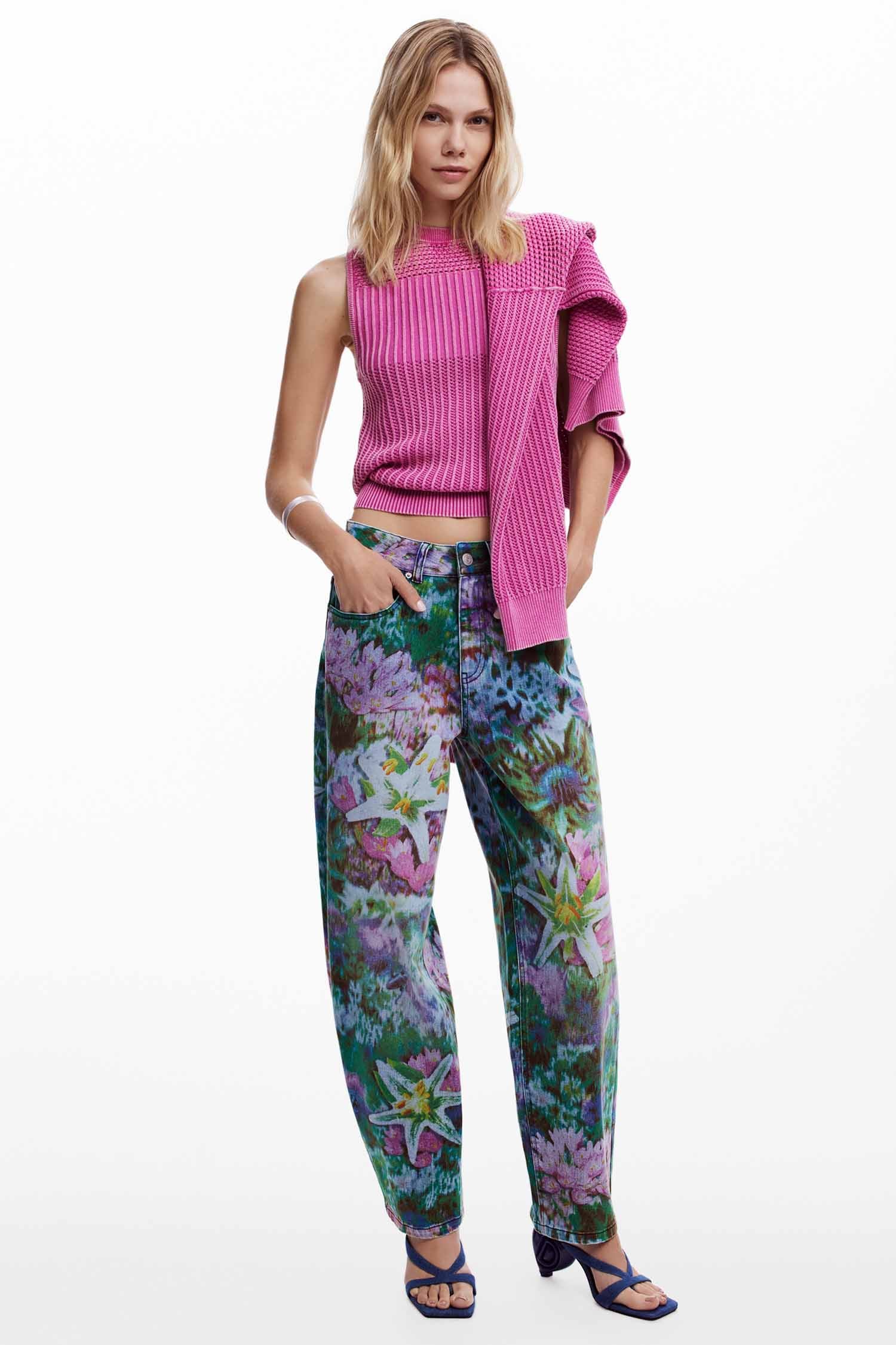 Desigual Wild Garden  Barrel Leg Denim Jeans - Multicolour