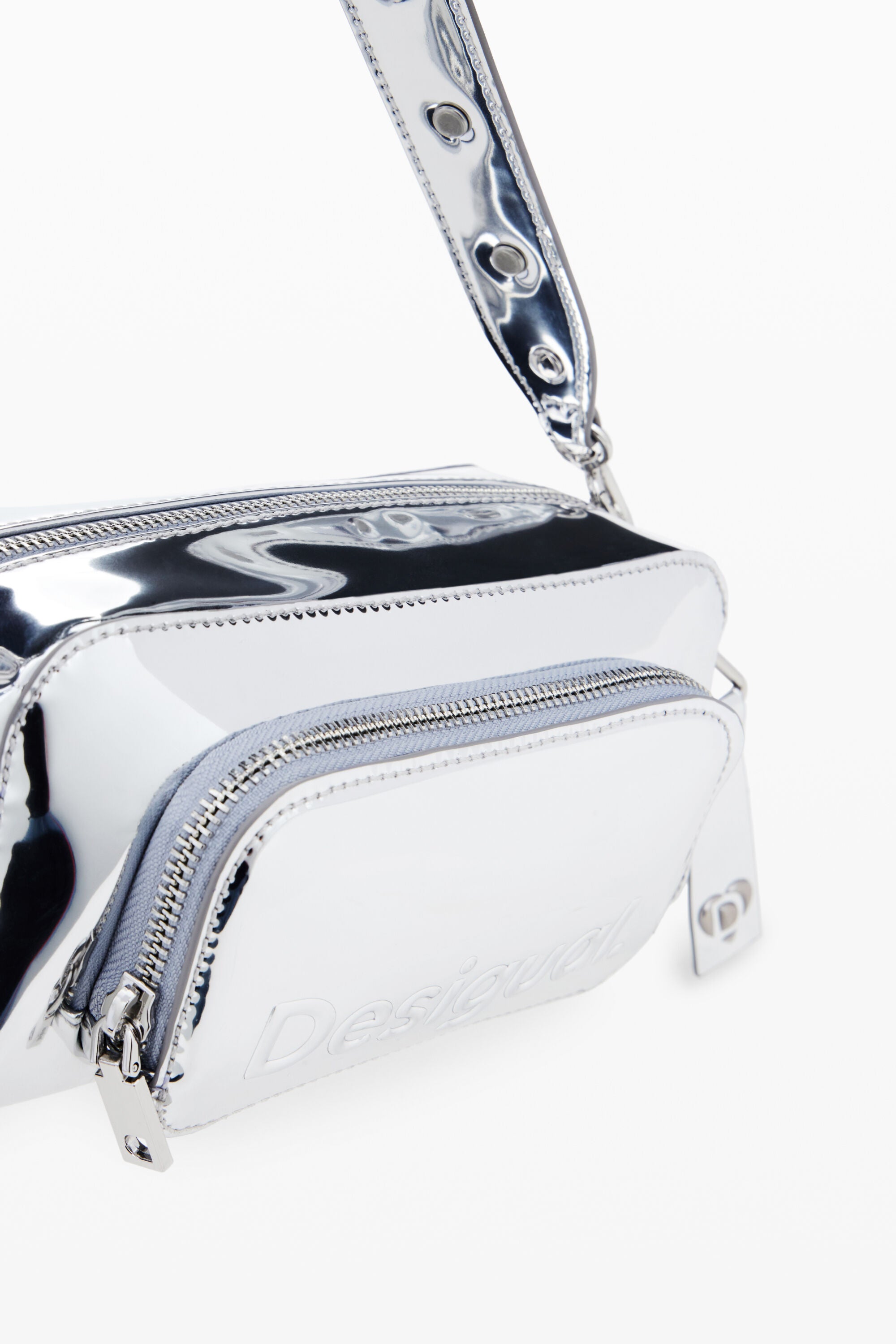 Desigual Logo Crossbody Bag - Silver