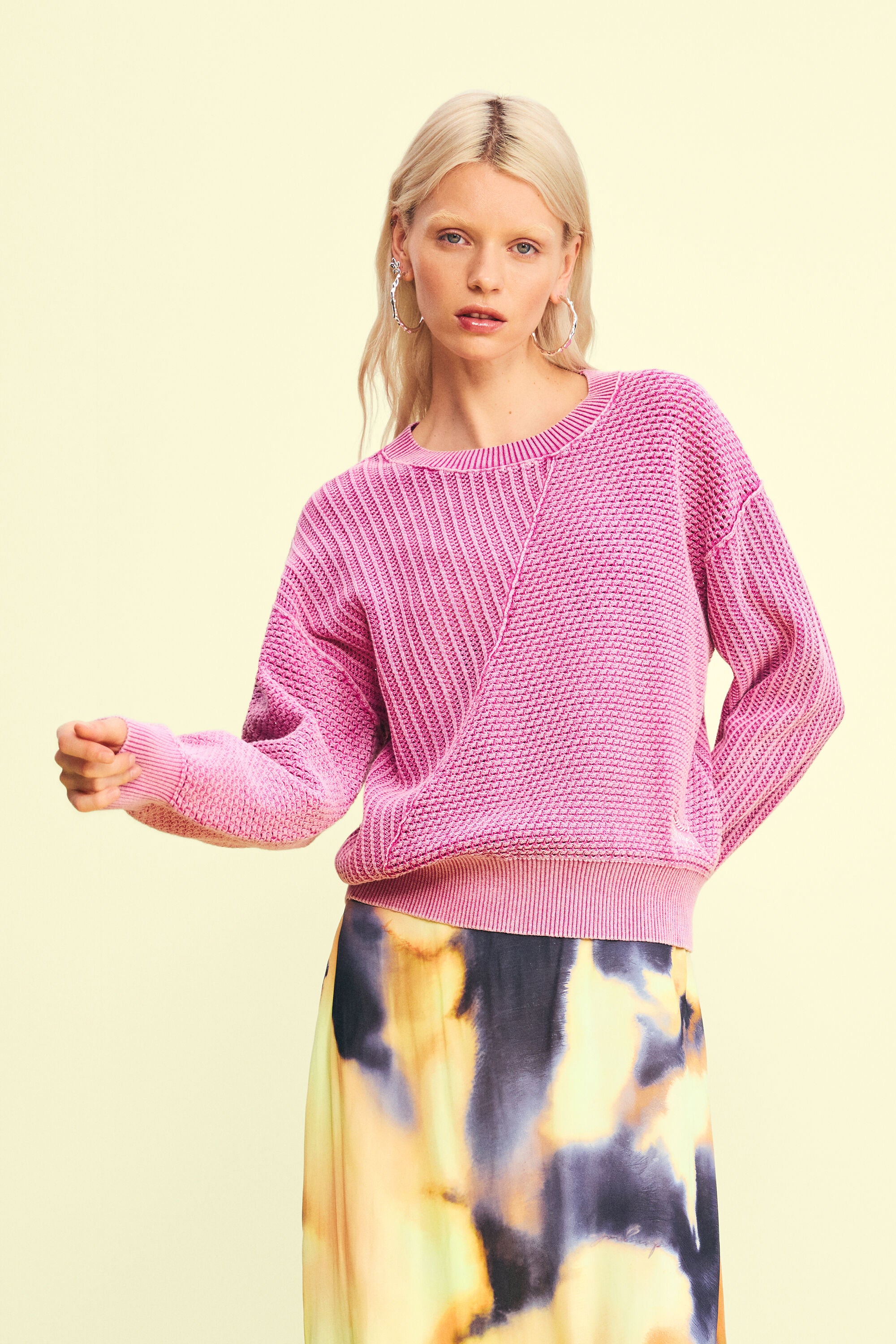Desigual Open Stitch Pullover - Candy Pink