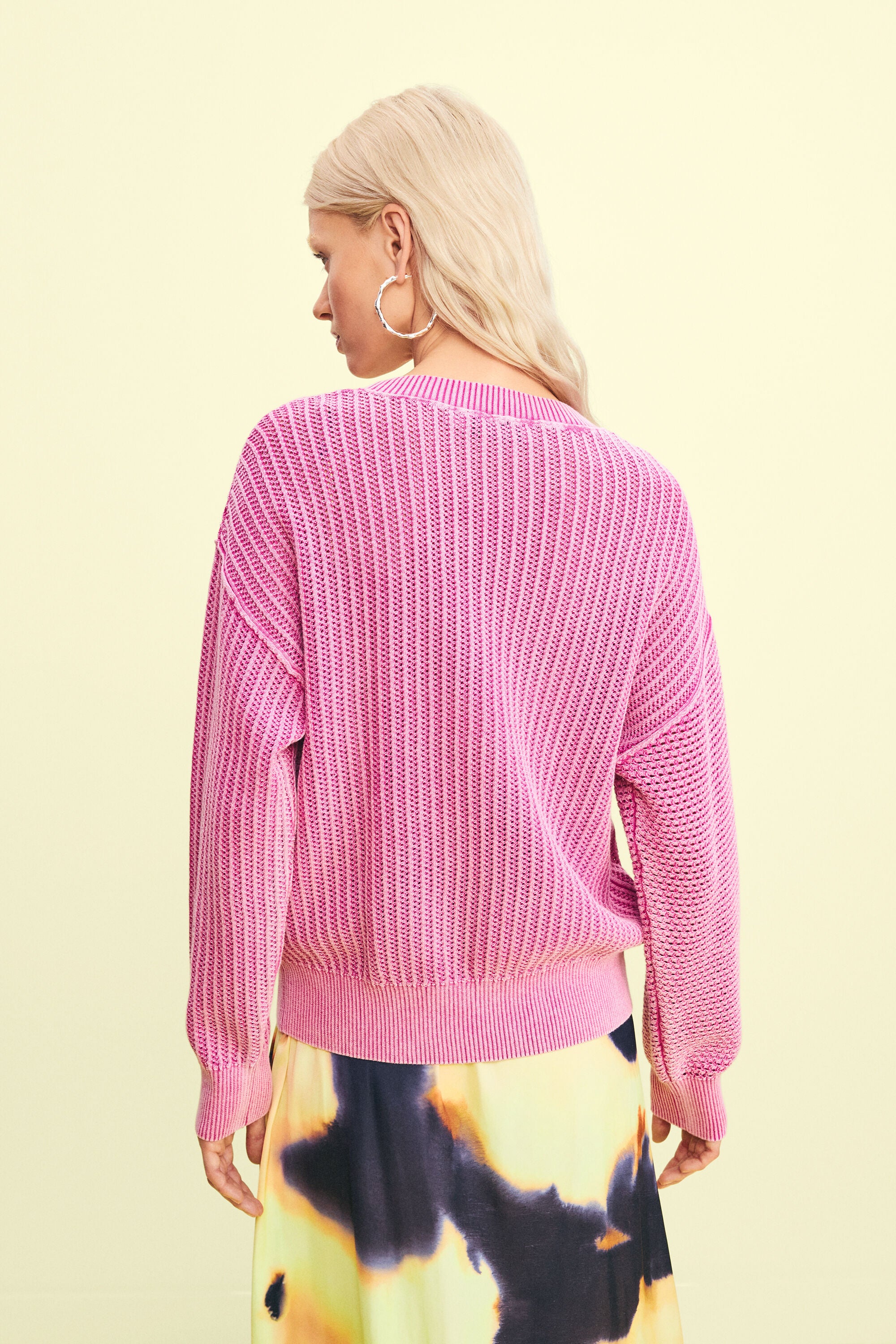Desigual Open Stitch Pullover - Candy Pink
