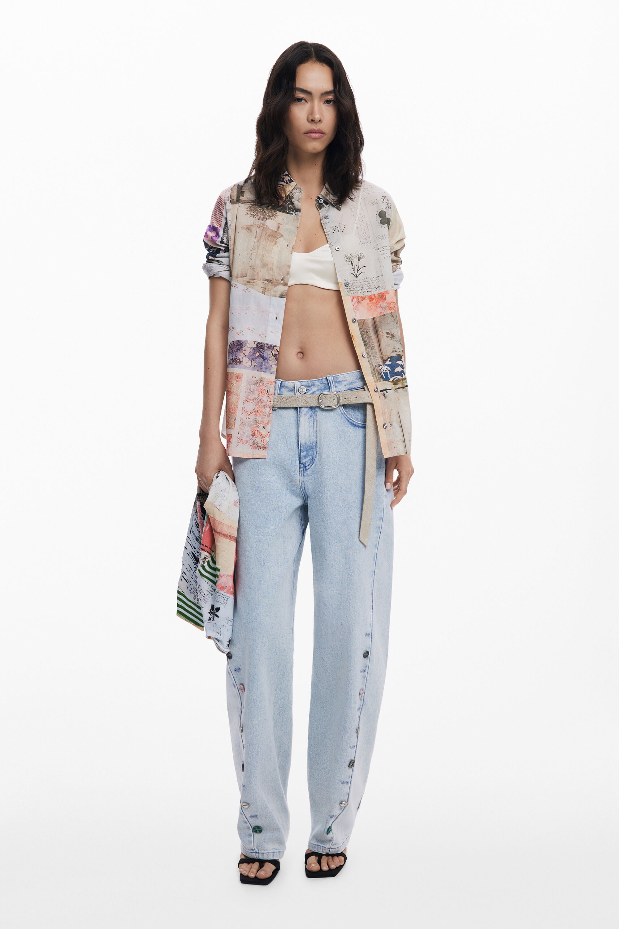 Desigual Vintage Style Shirt 186063 - Photographic Postcards Print