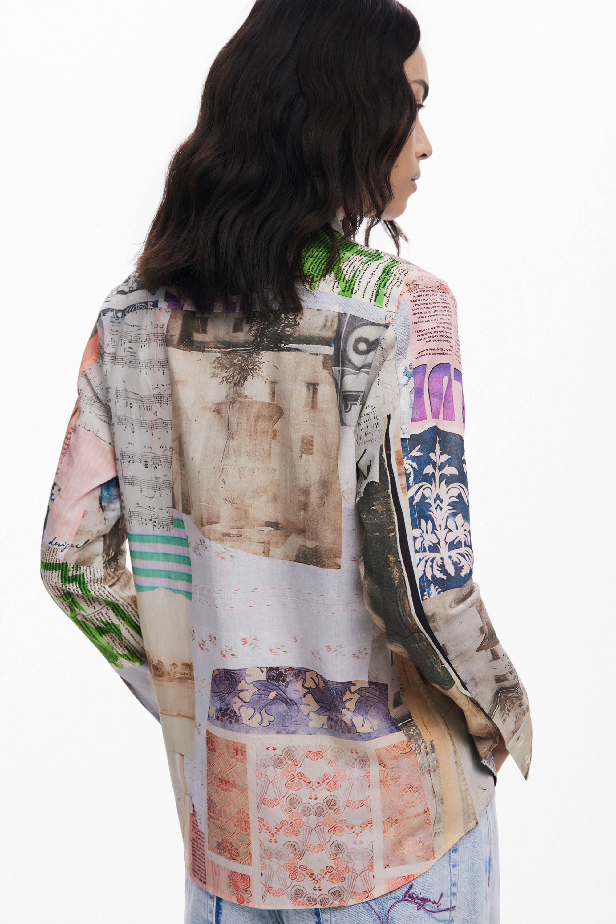 Desigual Vintage Style Shirt 186063 - Photographic Postcards Print