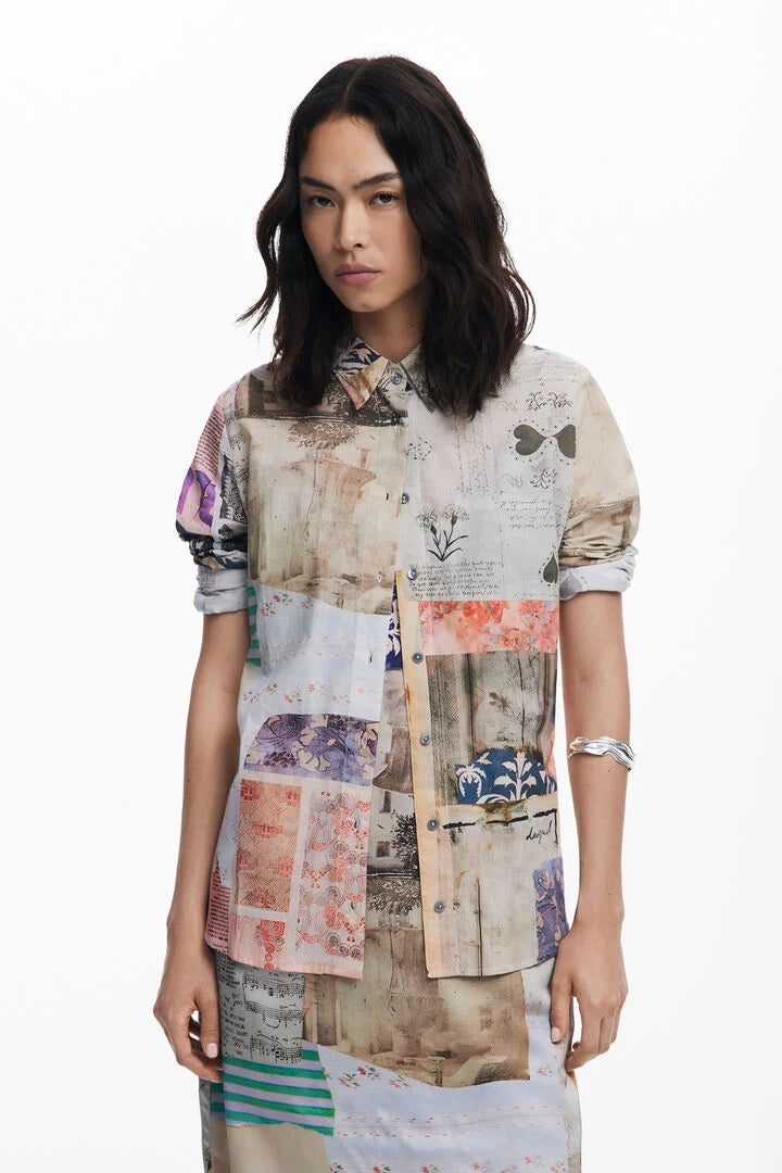 Desigual Vintage Style Shirt 186063 - Photographic Postcards Print