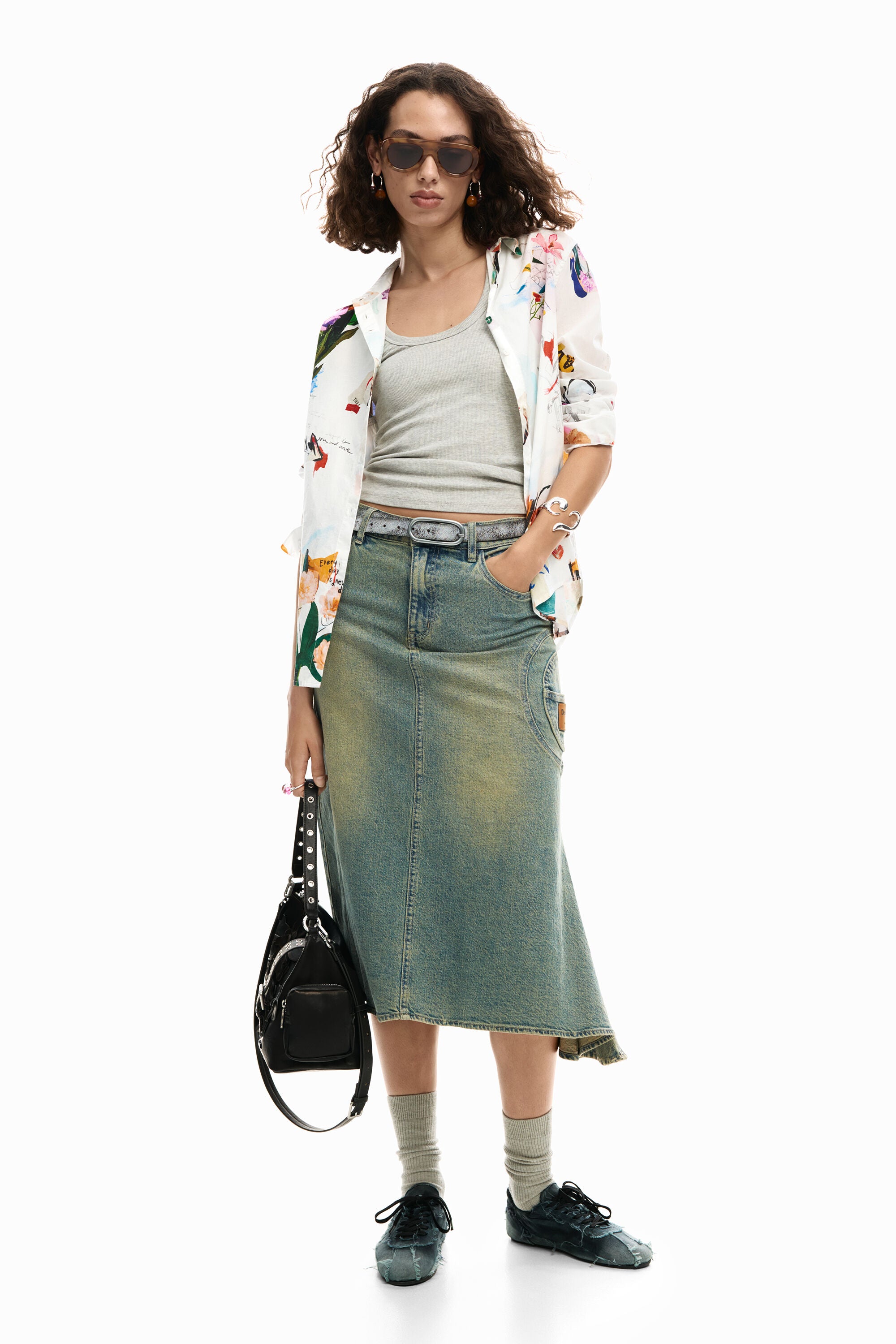 Desigual Collage Flower Shirt - White