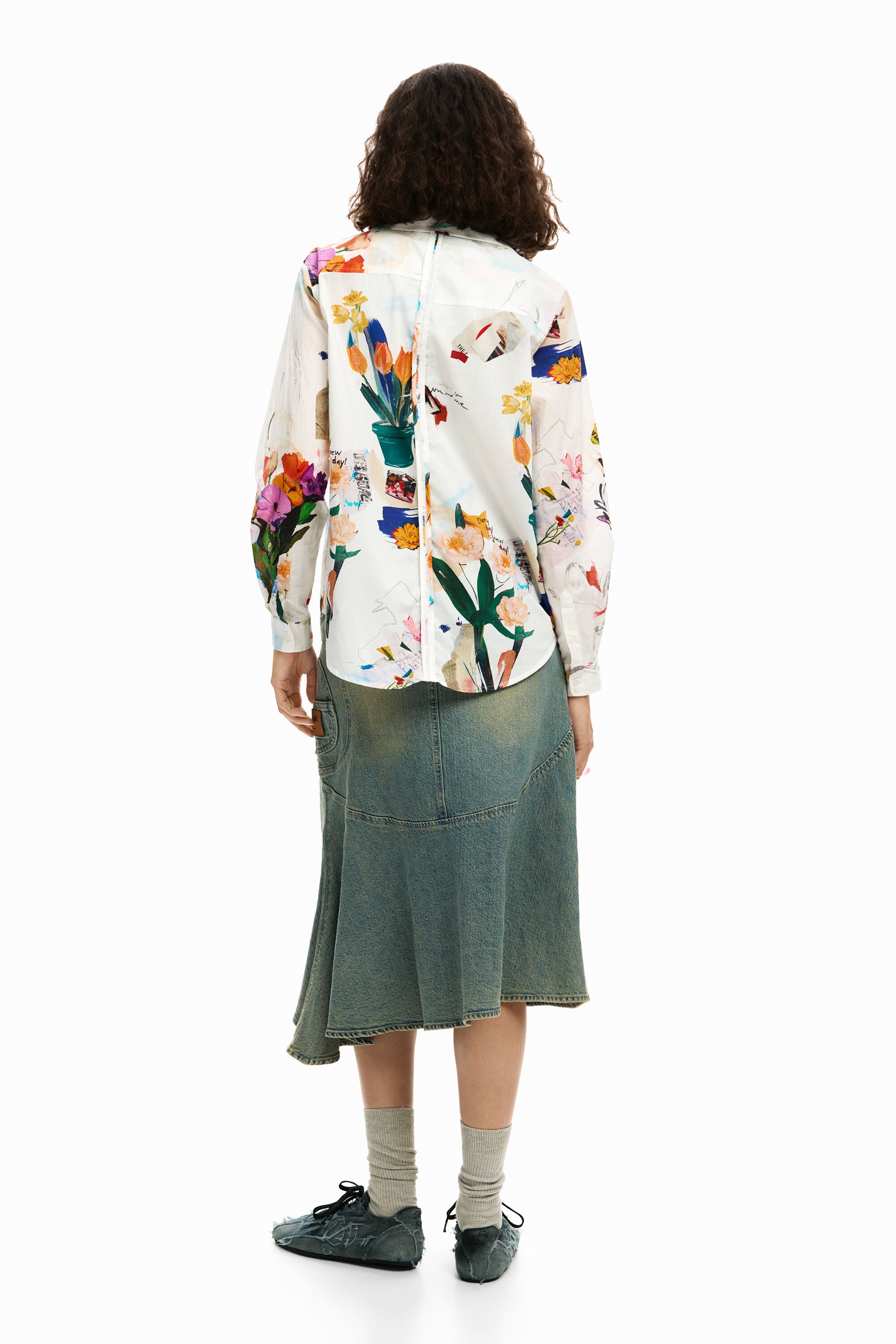 Desigual Collage Flower Shirt - White