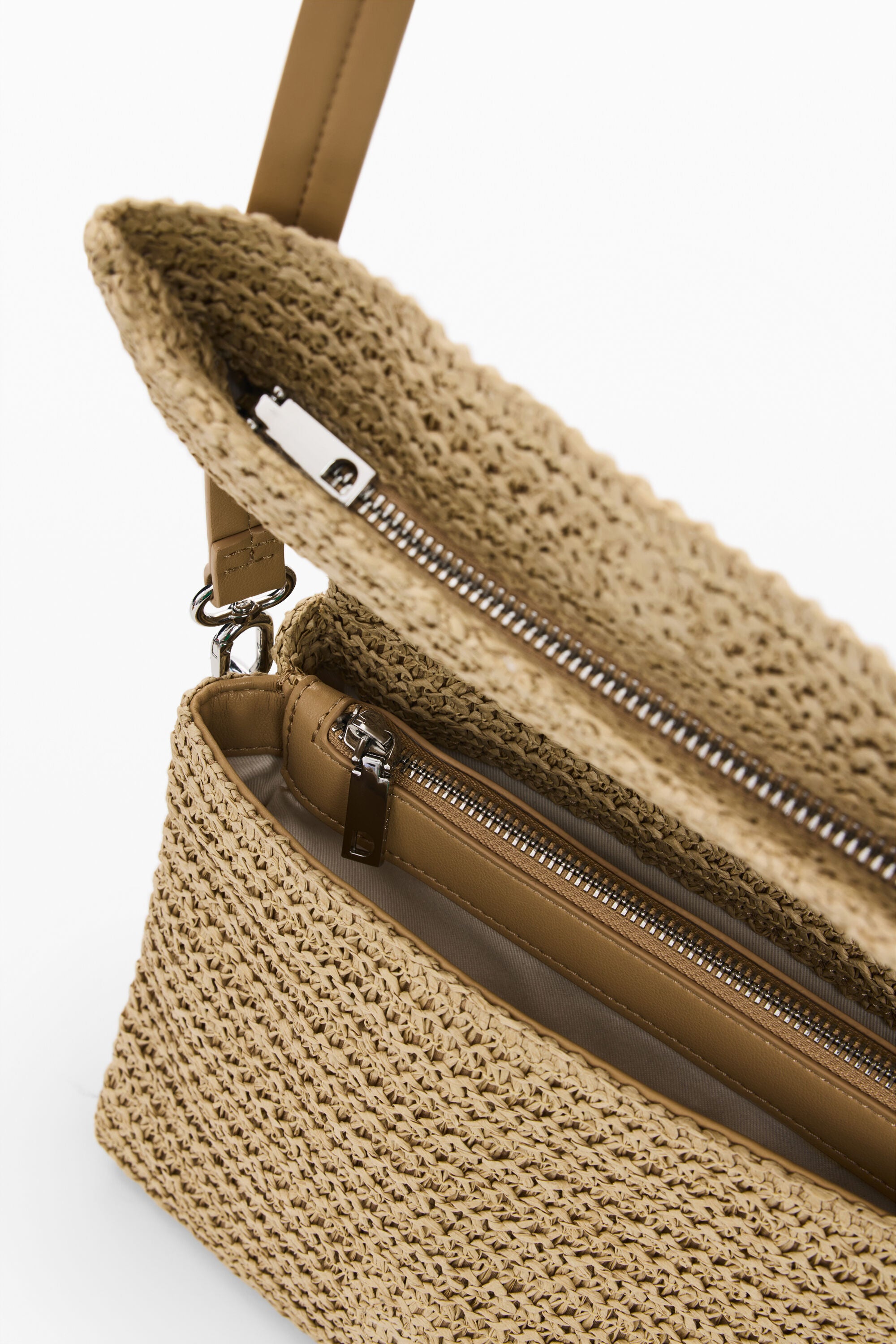 Desigual Raffia Bag With Charms - Natural