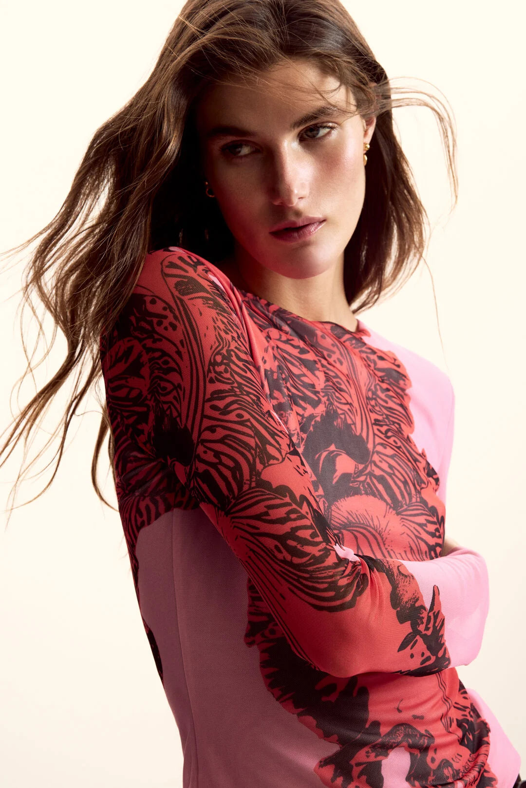Desigual Mesh Top designed by mr. Monsieur Christian Lacroix - Pink/ Red