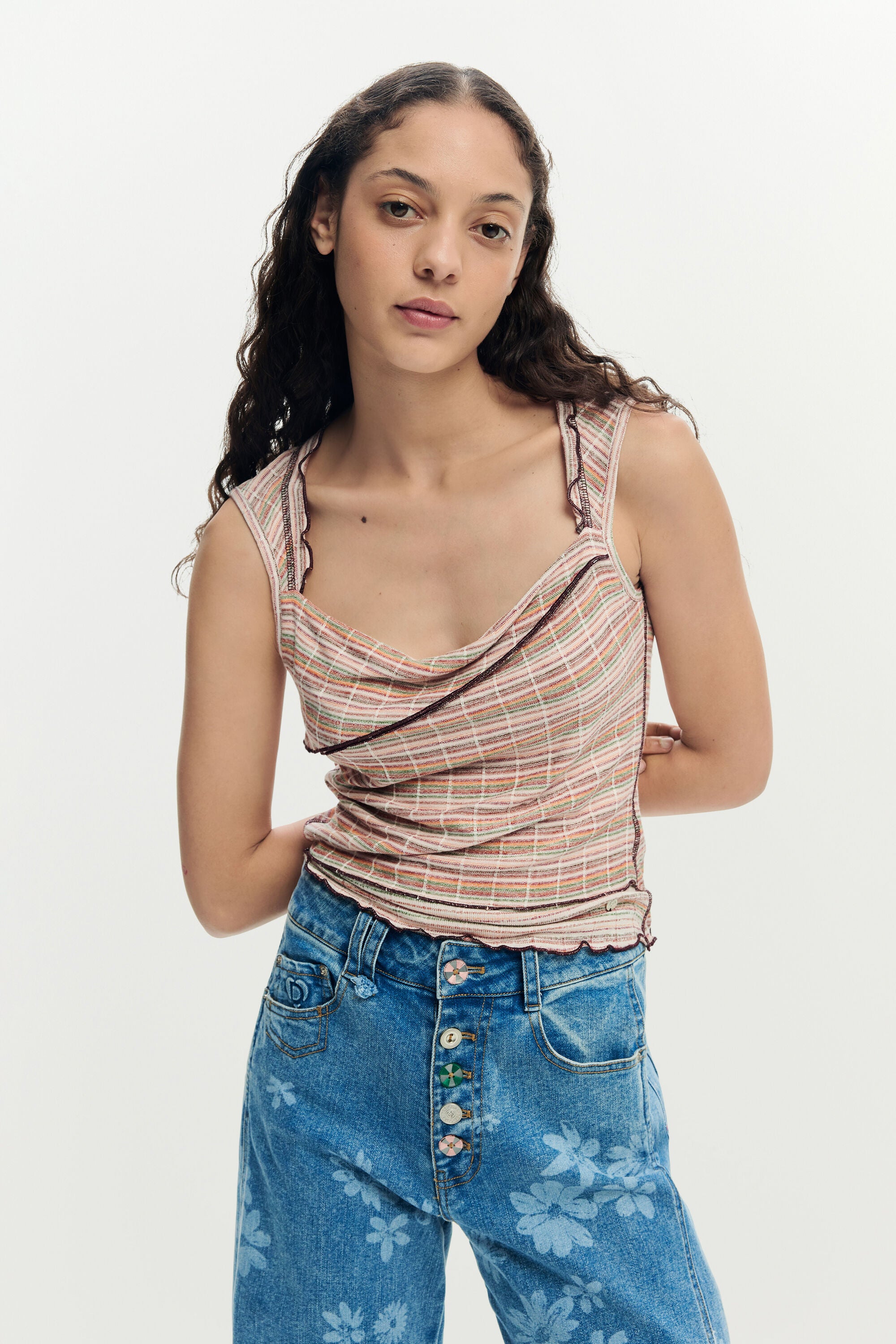 Desigual Balloon Floral Jeans - Washed Denim