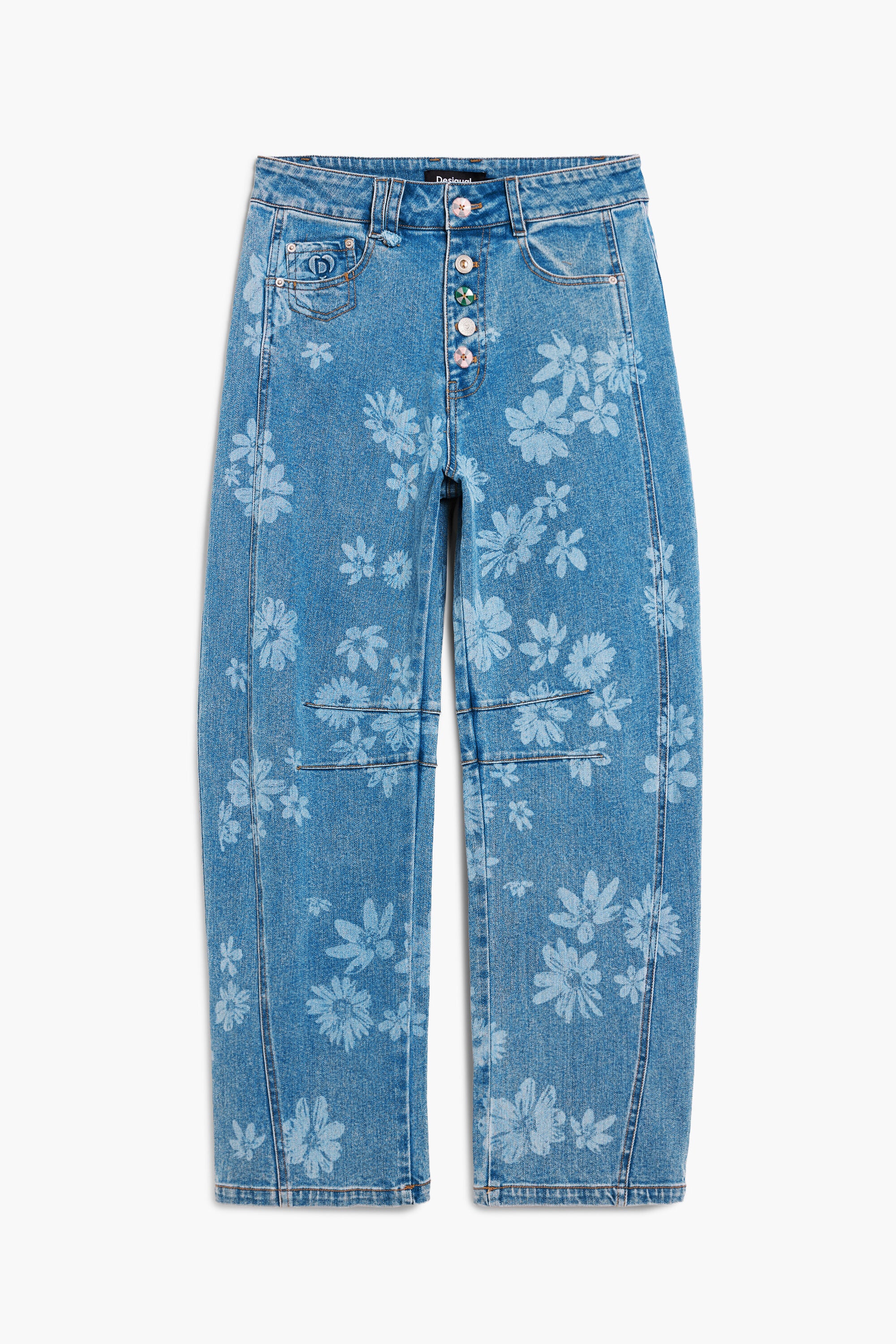 Desigual Balloon Floral Jeans - Washed Denim