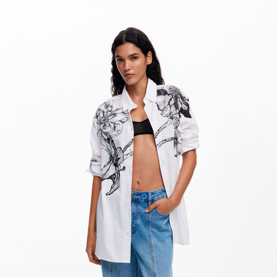 Desigual Oversized Floral Print Designed By Monsieur Christian Lacroix - White