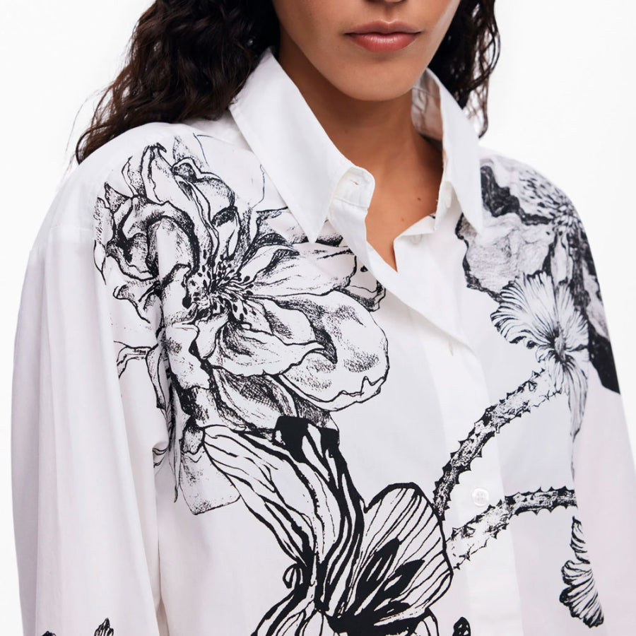 Desigual Oversized Floral Print Designed By Monsieur Christian Lacroix - White