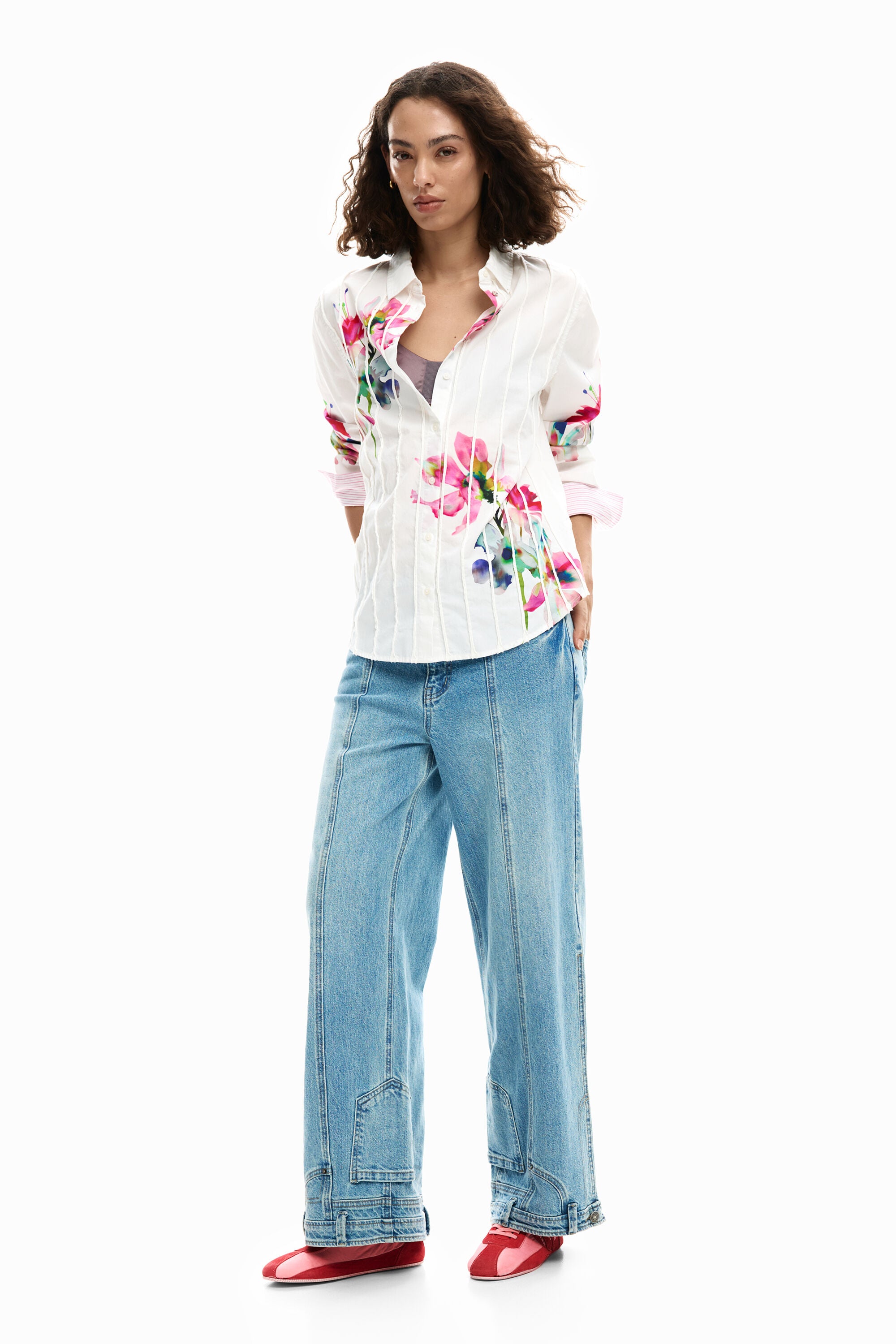 Desigual Long Sleeve Floral Shirt - Off White