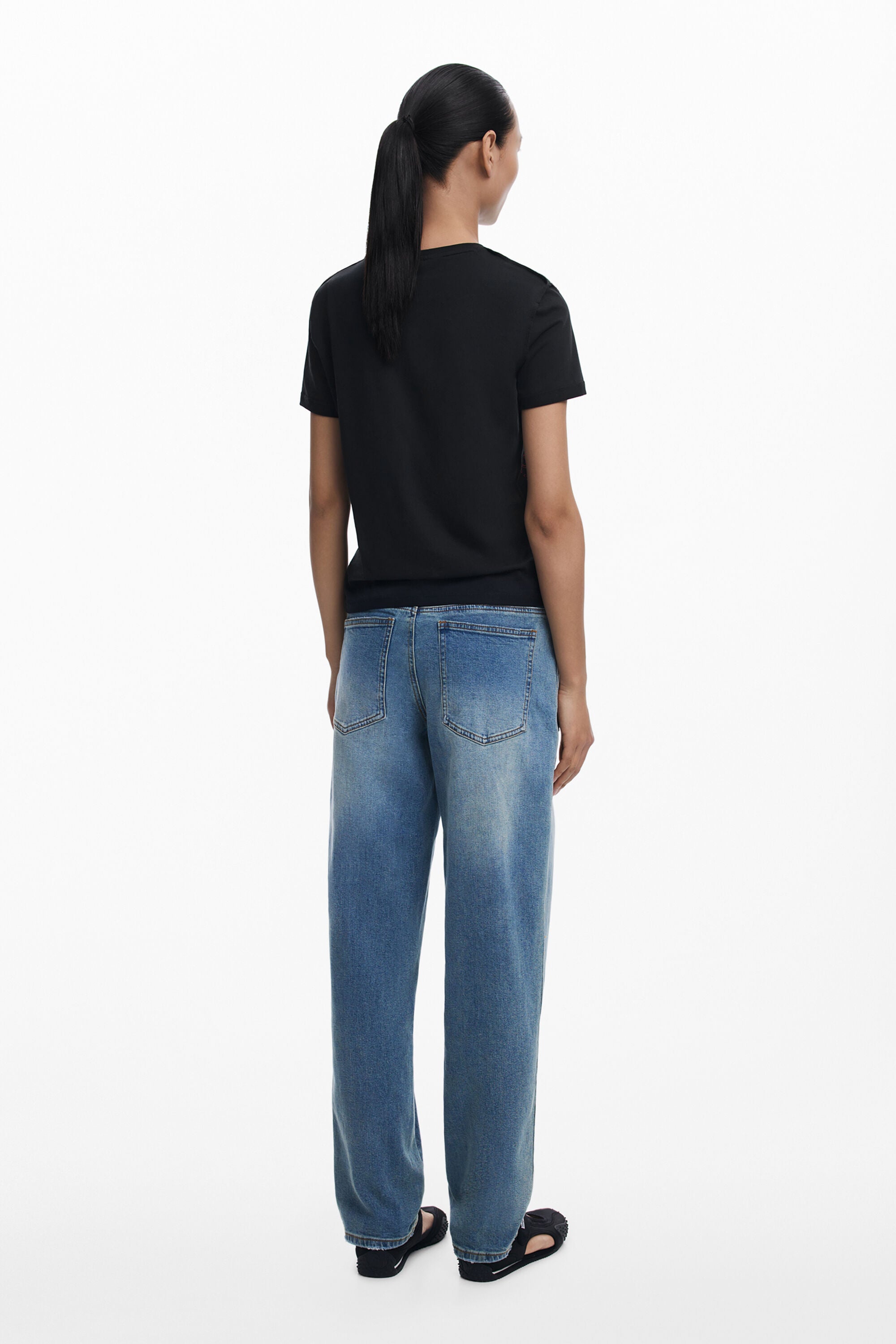 Desigual Embroided Phrase  T'Shirt - Black