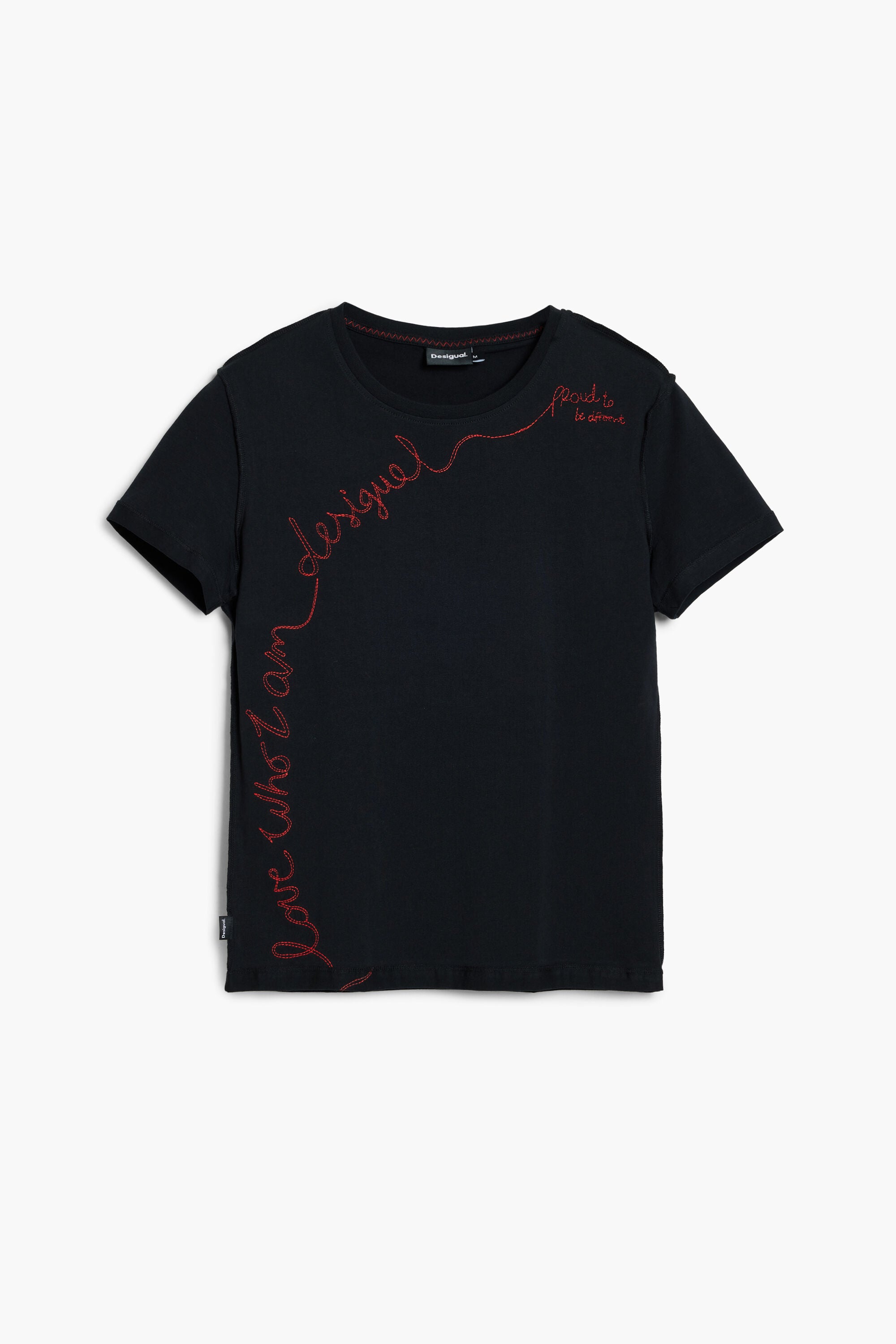 Desigual Embroided Phrase  T'Shirt - Black