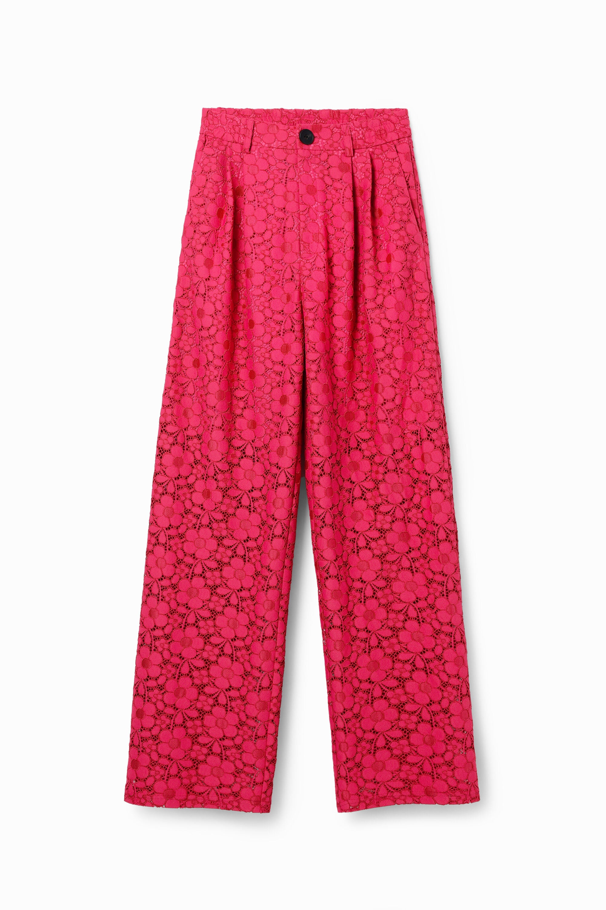 Desigual Tailored Floral Lace Pants - Fuschia
