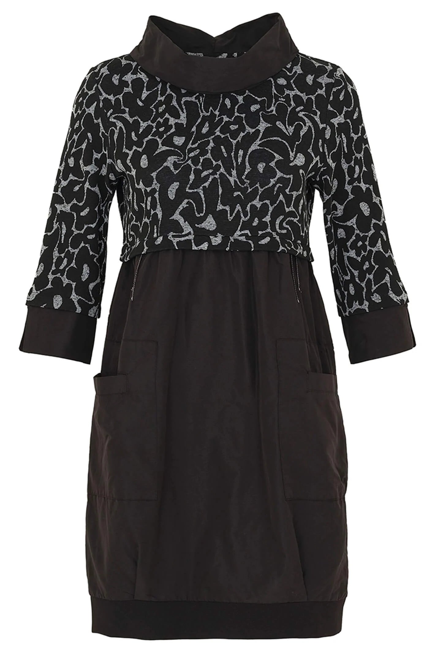 Dolcezza Cowl Neck Balloon Dress 73154 - Black/Grey