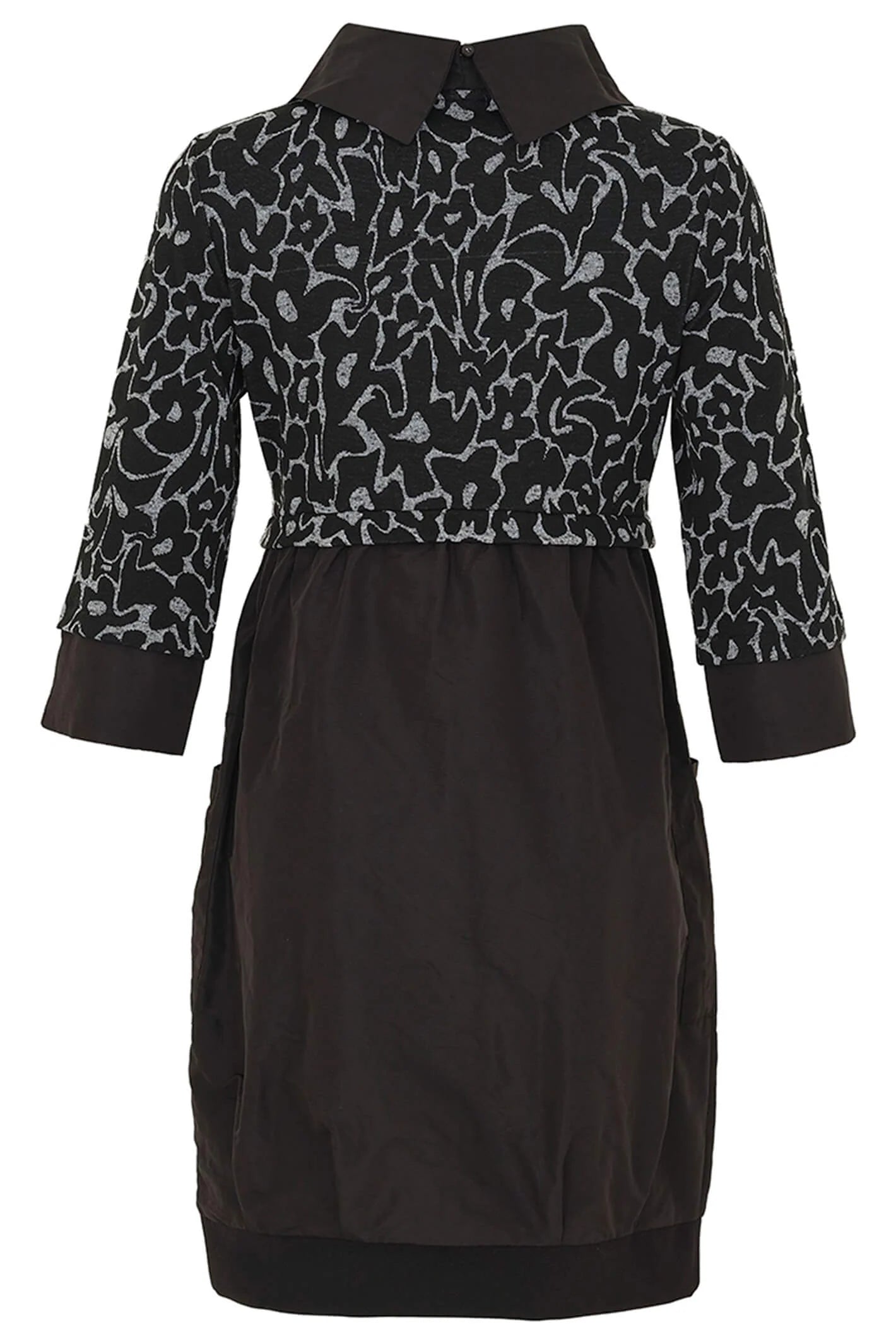 Dolcezza Cowl Neck Balloon Dress 73154 - Black/Grey