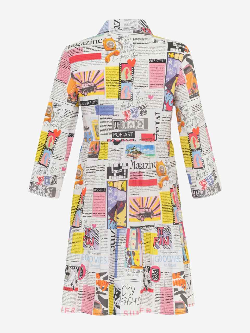 Dolcezza Newspaper Printed Shirt Dress - Multi