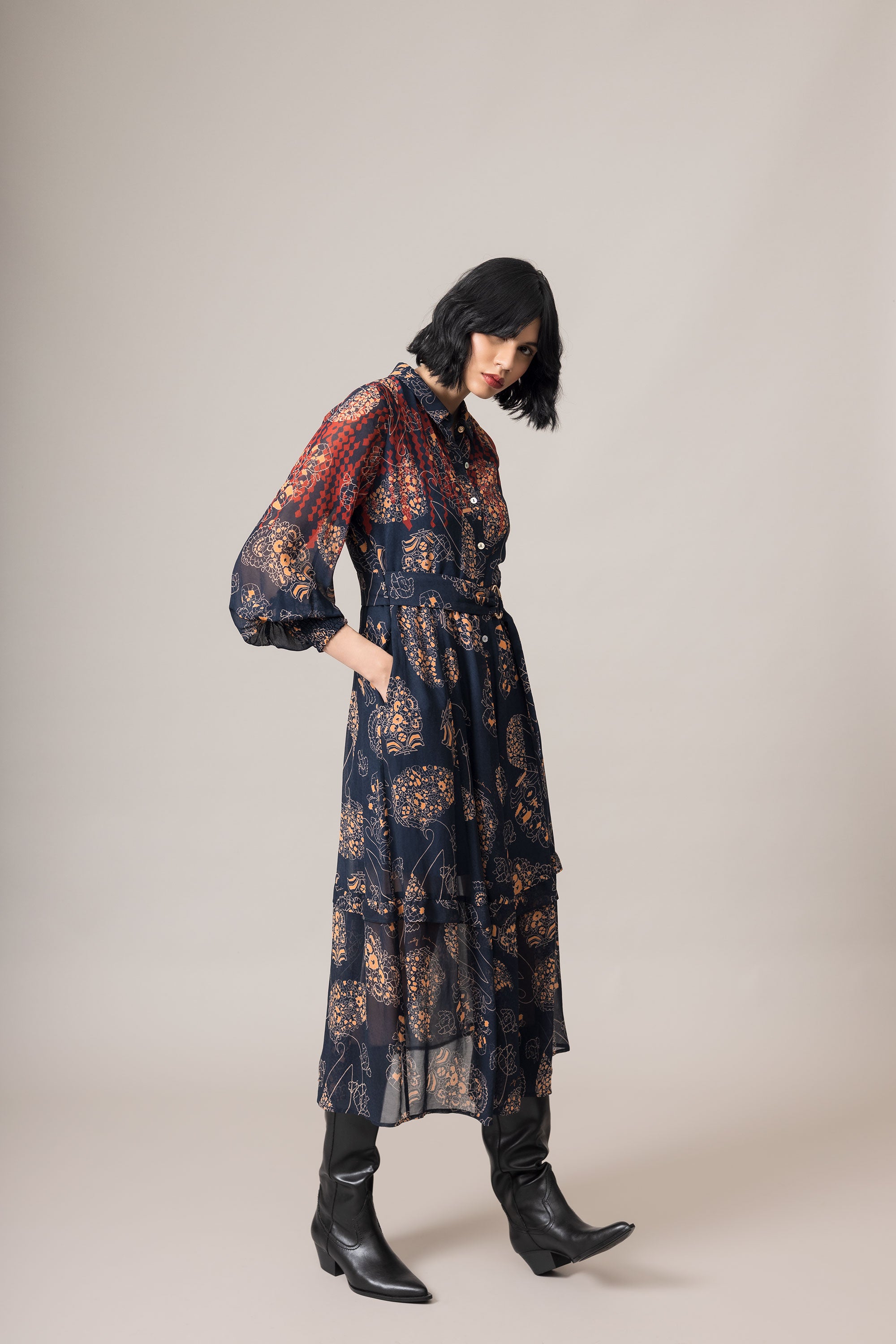 Emily Lovelock June Dress - Midnight Blue