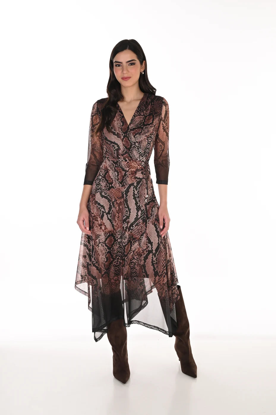Frank Lyman A-Symmetrical Dress - Brown/ Black