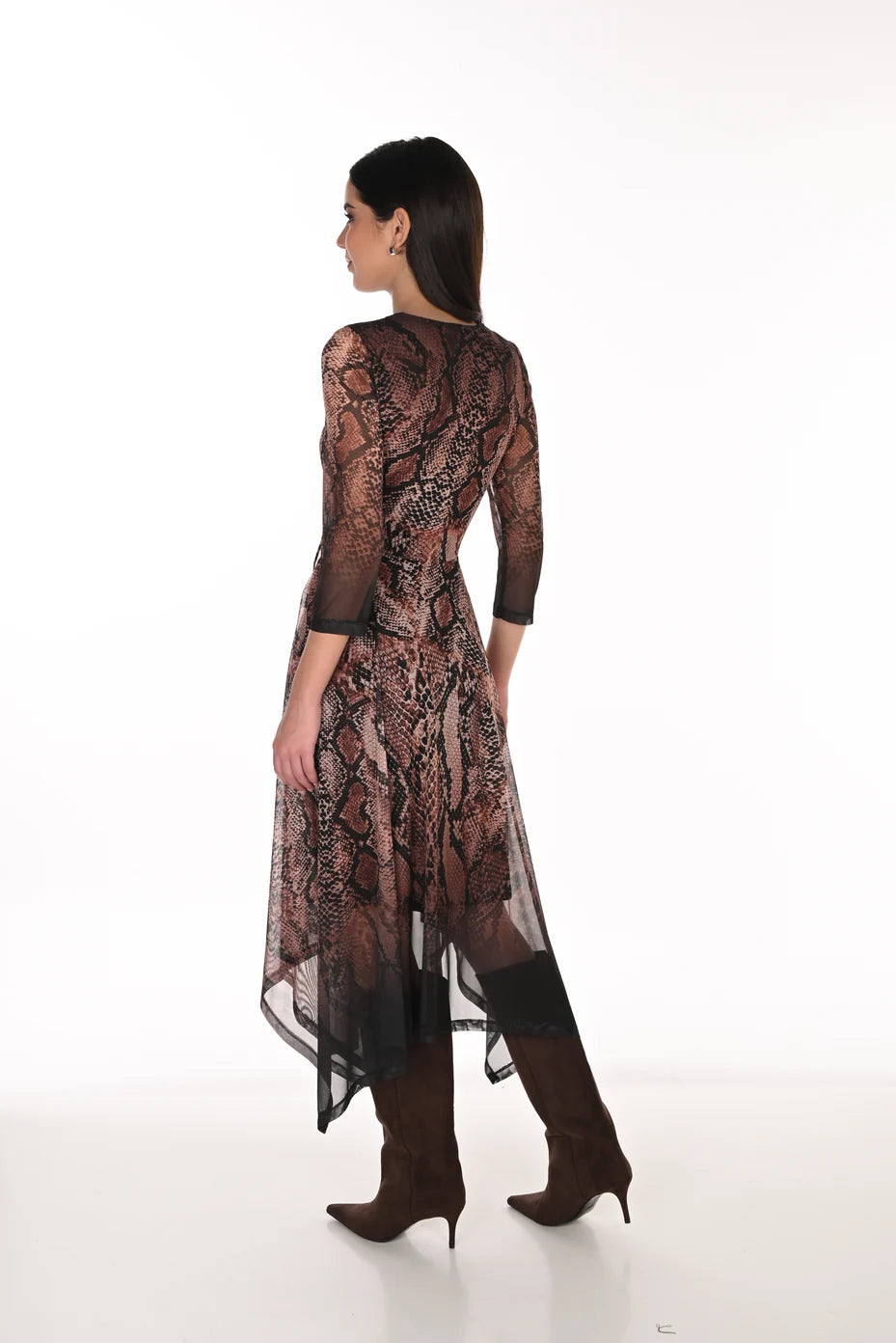 Frank Lyman A-Symmetrical Dress - Brown/ Black