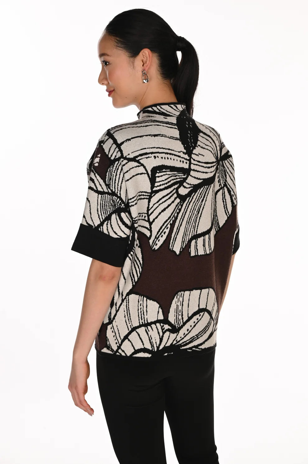 Frank Lyman Knit Top - Brown/ Off White