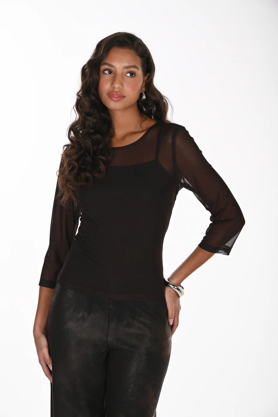 Frank Lyman Mesh Top - Black