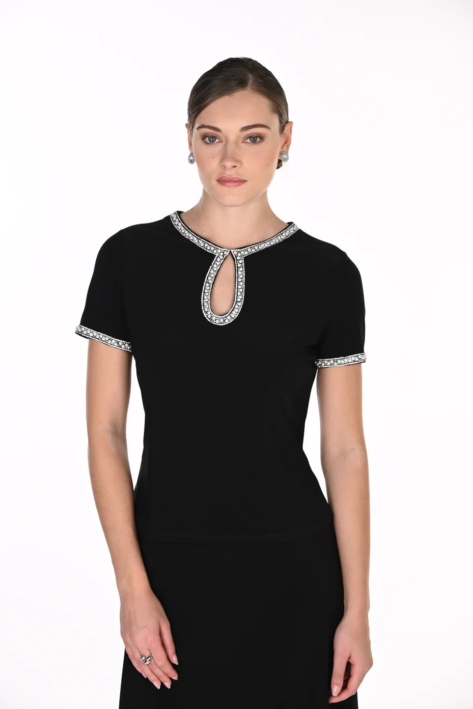 Frank Lyman Pearl Detail Top - Black