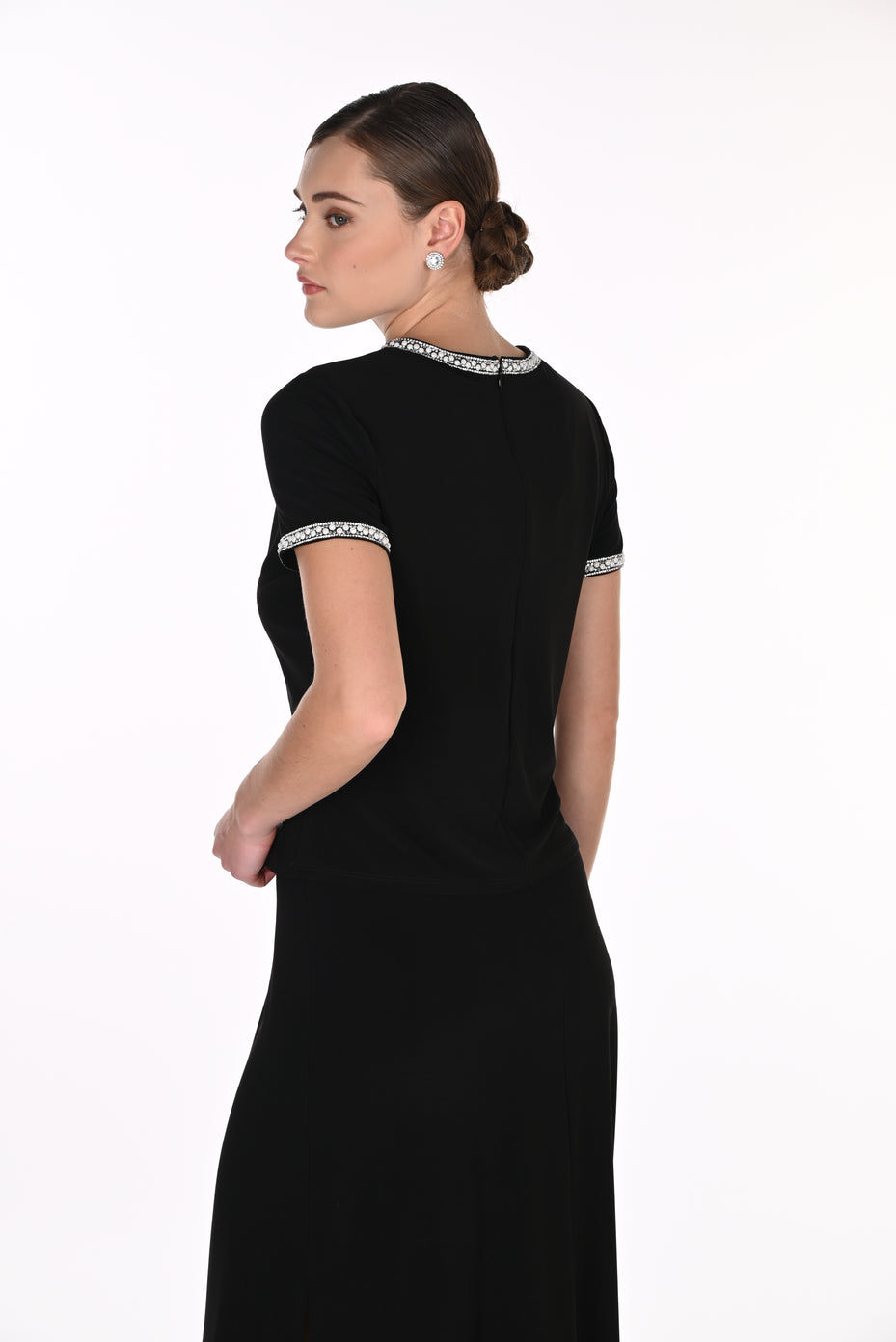 Frank Lyman Pearl Detail Top - Black