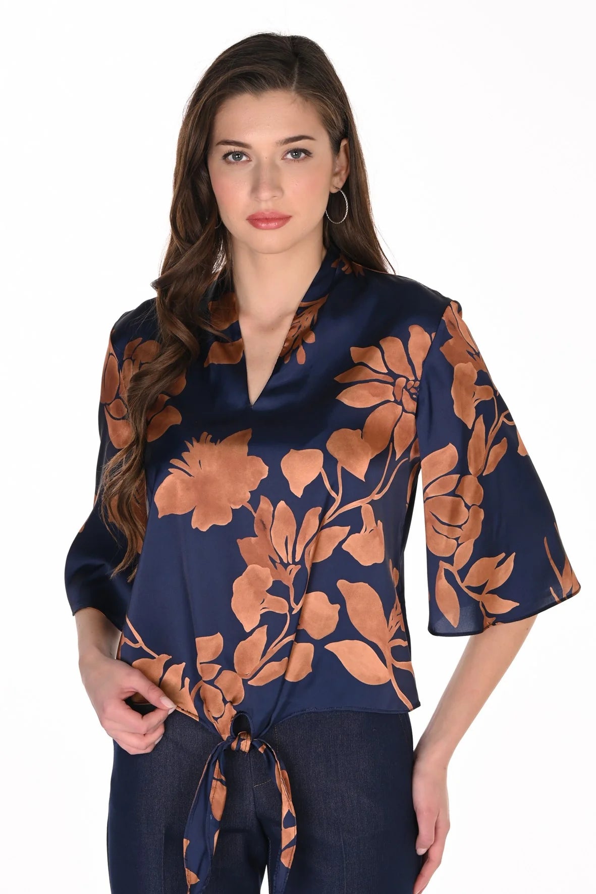 Frank Lyman Blouse - French Navy/ Copper