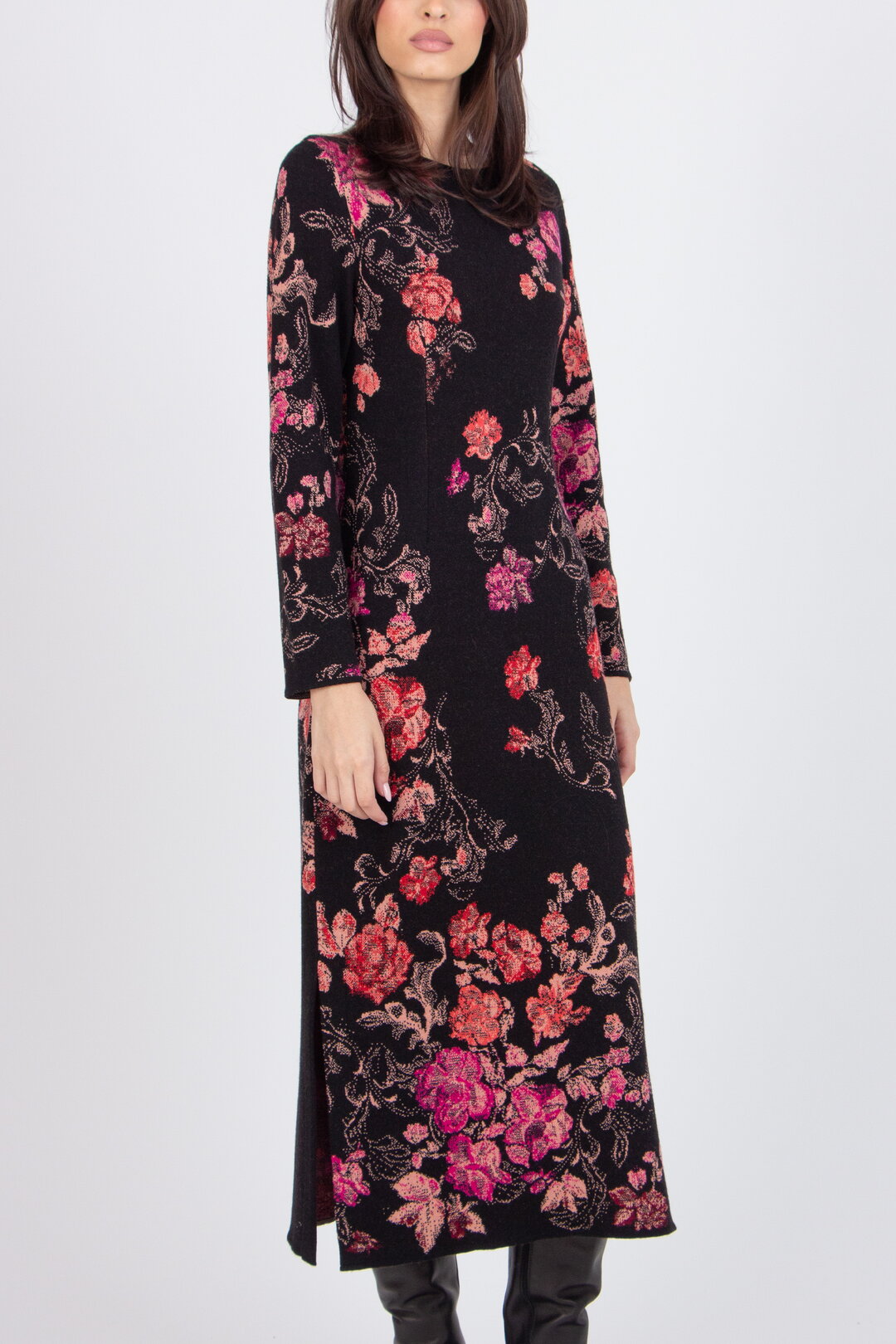 Ivko Jacquard Dress - Chocolate/ Black