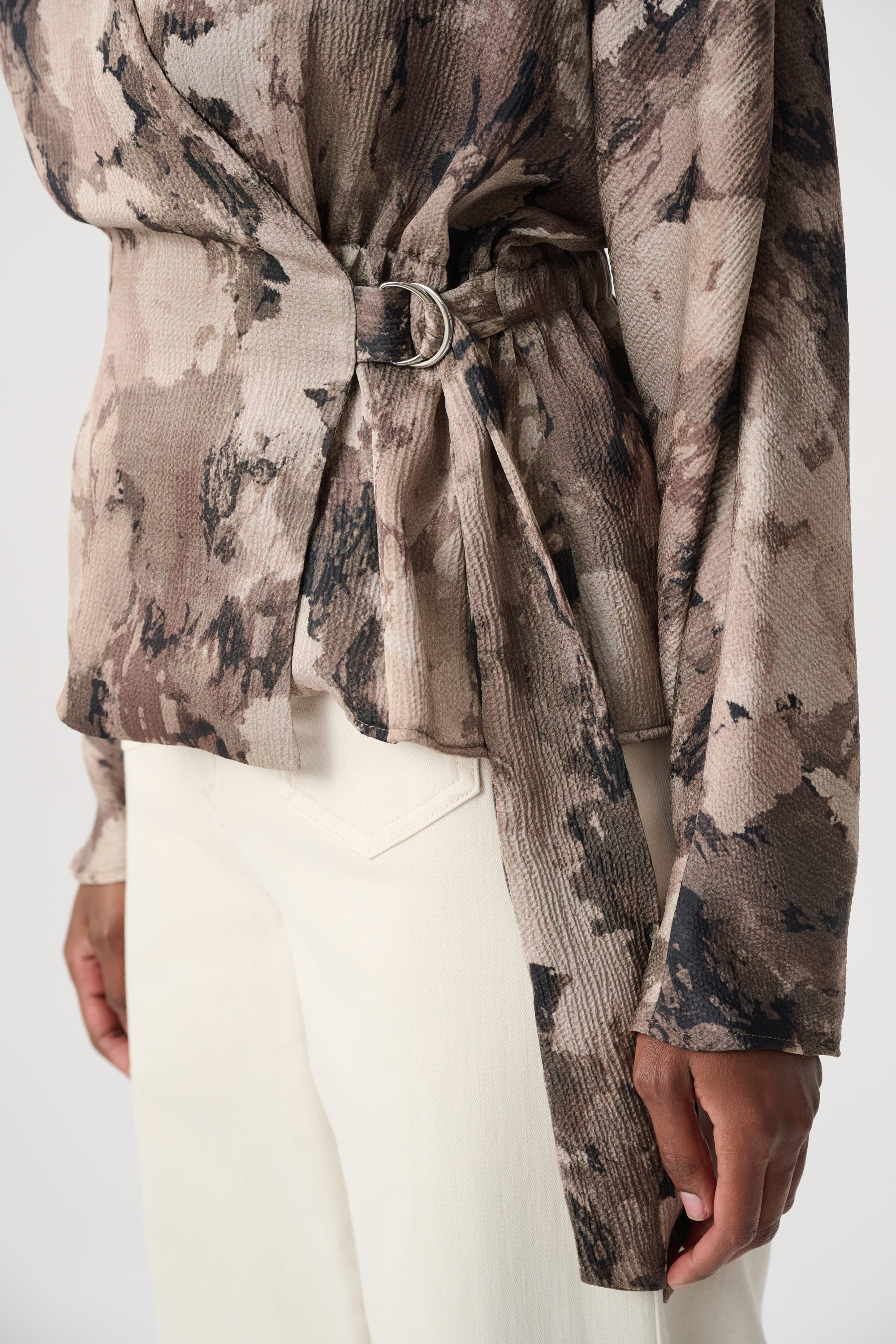 Joseph Ribkoff Satin Wrap Top 264149 - Beige/ Multi