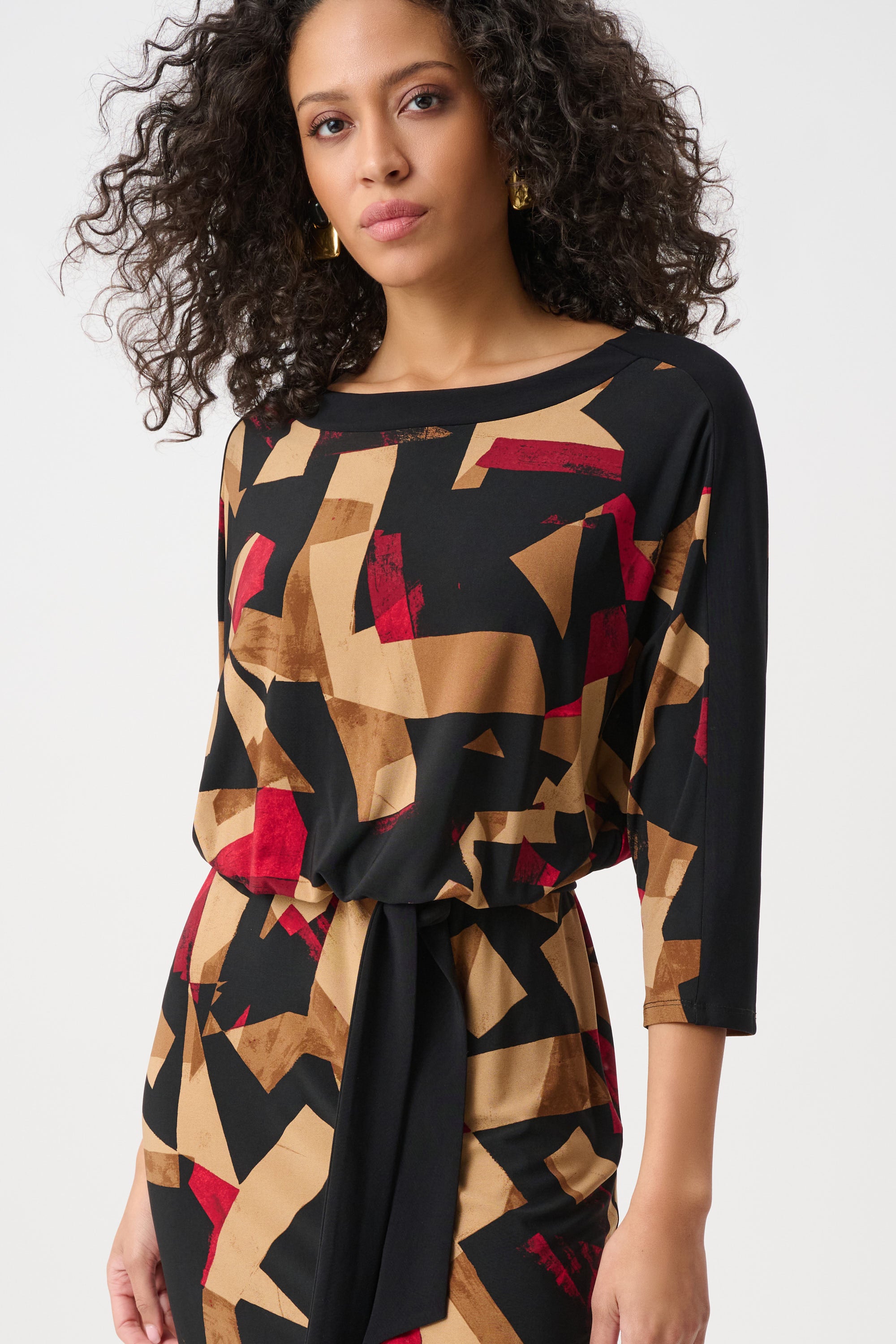 Joseph Ribkoff Abstract Print Straight Dress 263089 - Black/ Multi